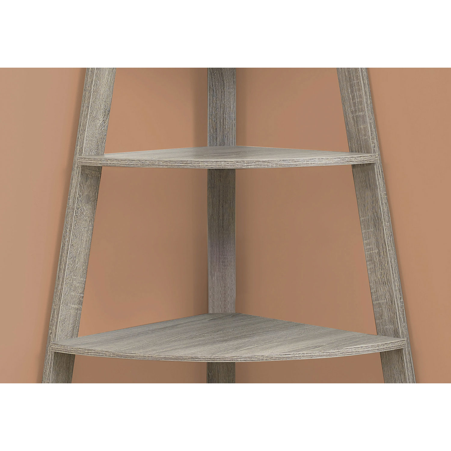 Monarch 60" 4-Shelf Corner Bookcase - Dark Taupe