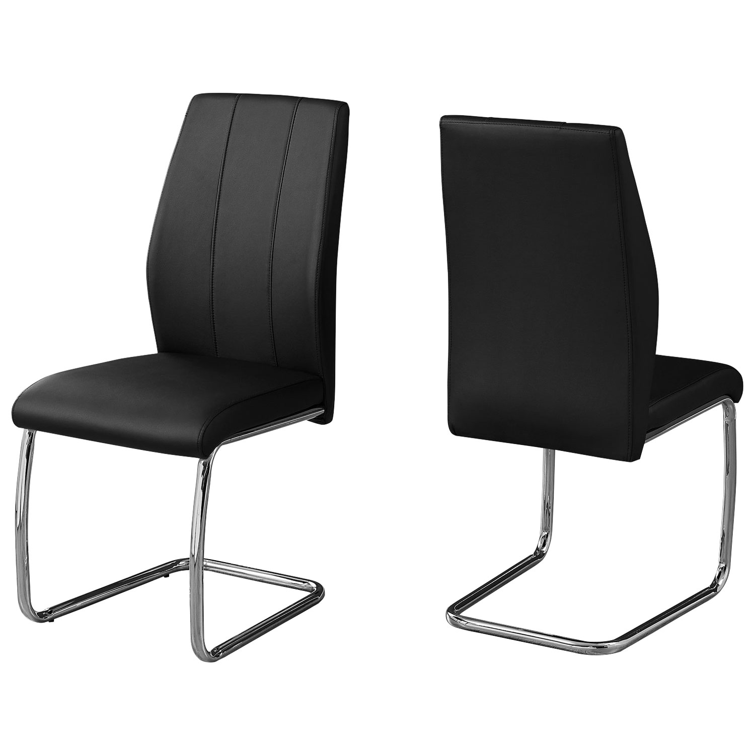 Monarch Contemporary Chrome Dining Chair - Set of 2 - Black