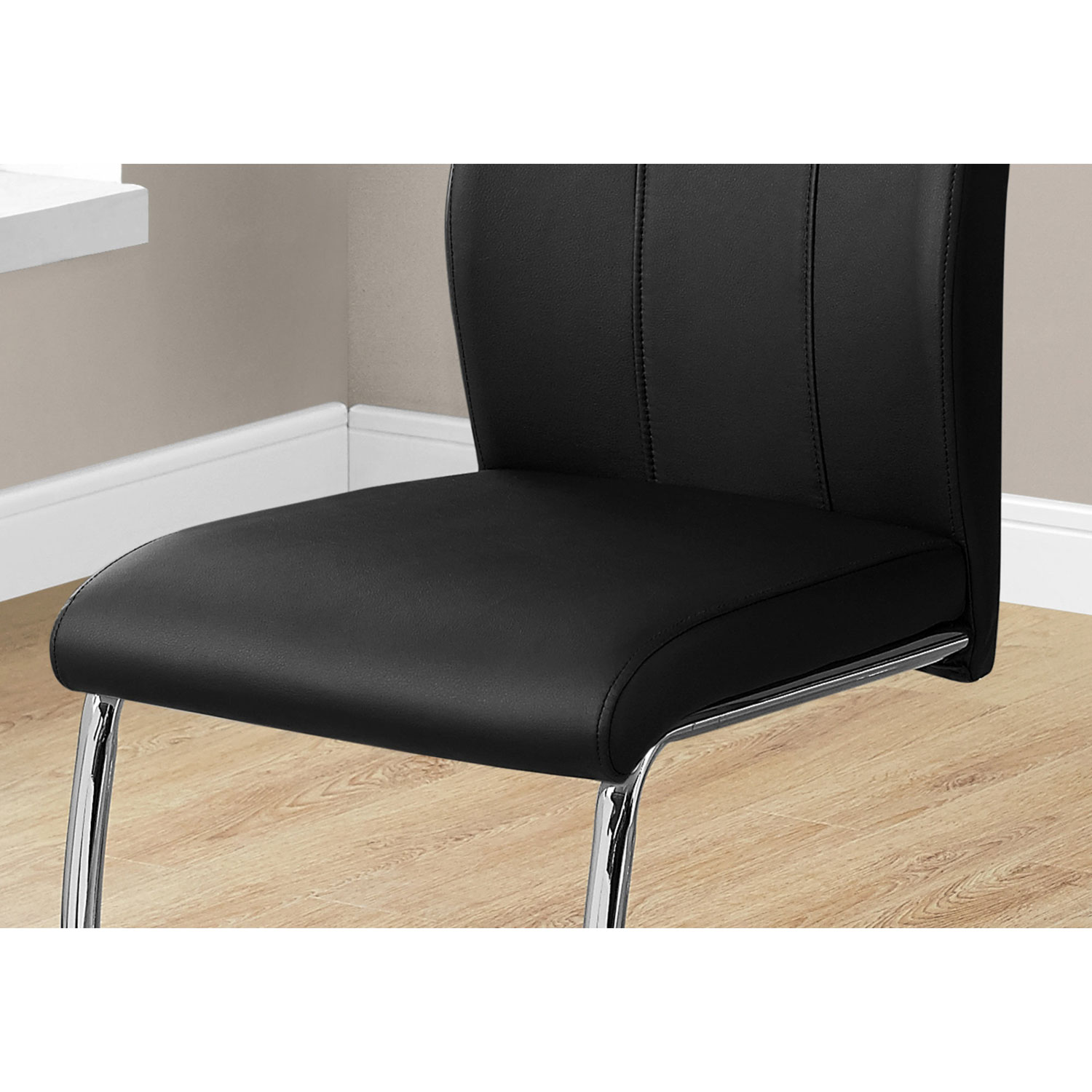 Monarch Contemporary Chrome Dining Chair - Set of 2 - Black