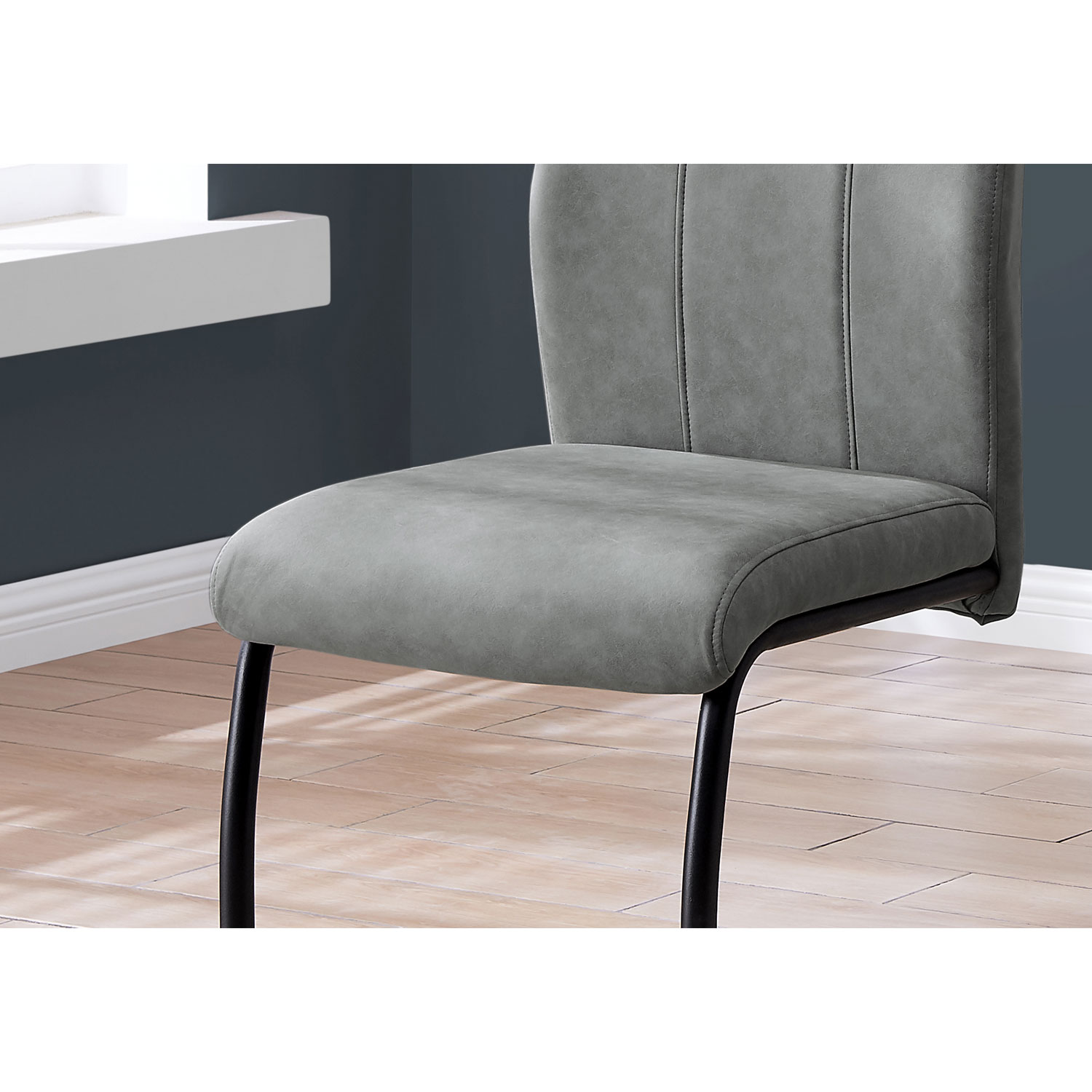 Monarch Contemporary Black Metal Dining Chair - Set of 2 - Grey