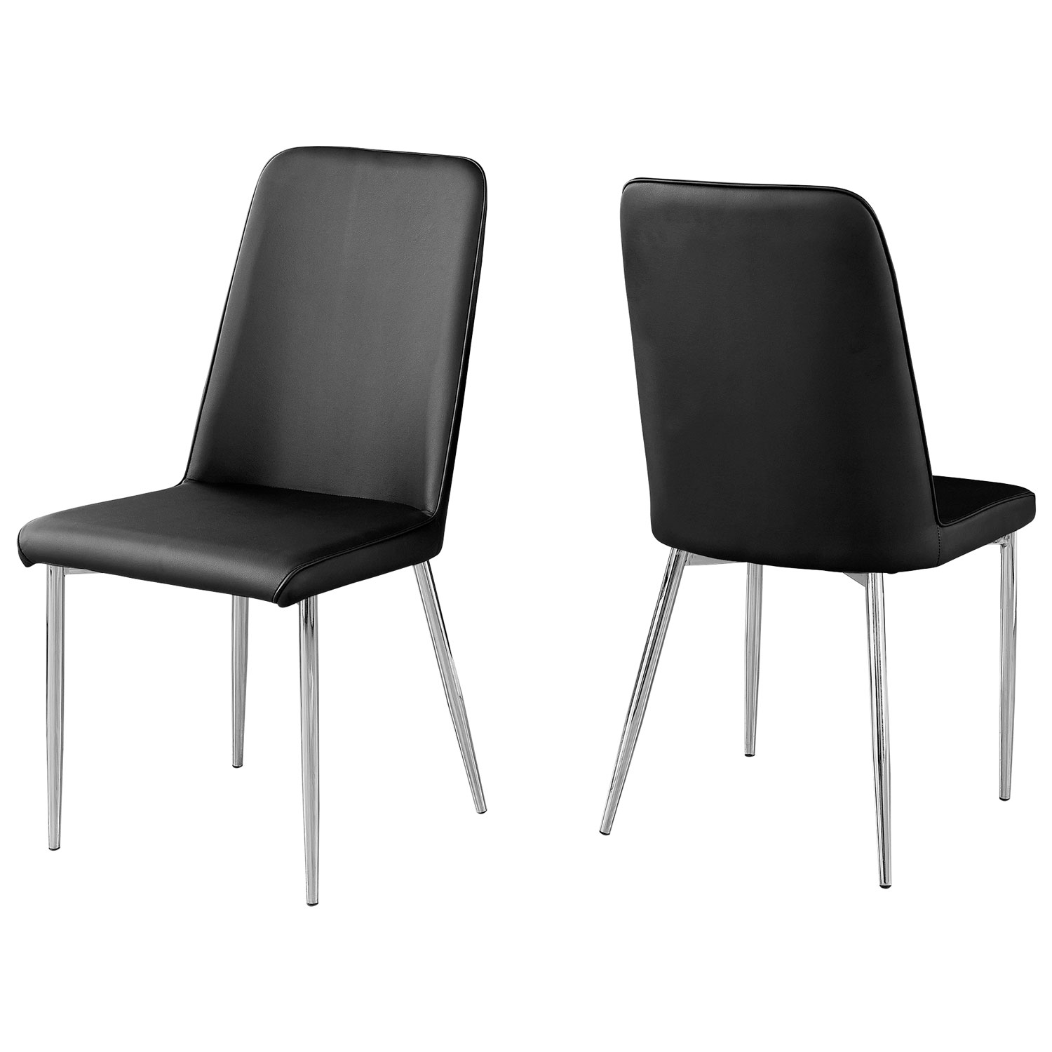 Retro Contemporary Faux Leather Dining Chair - Set of 2 - Black