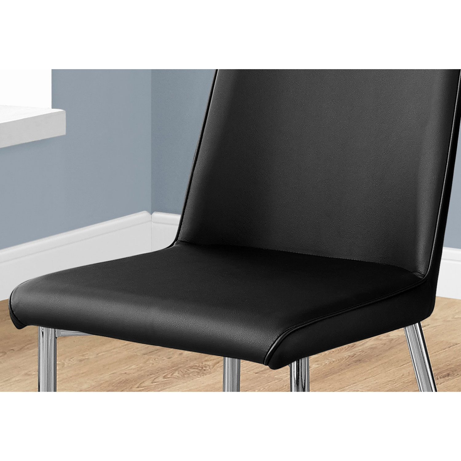 Retro Contemporary Faux Leather Dining Chair - Set of 2 - Black