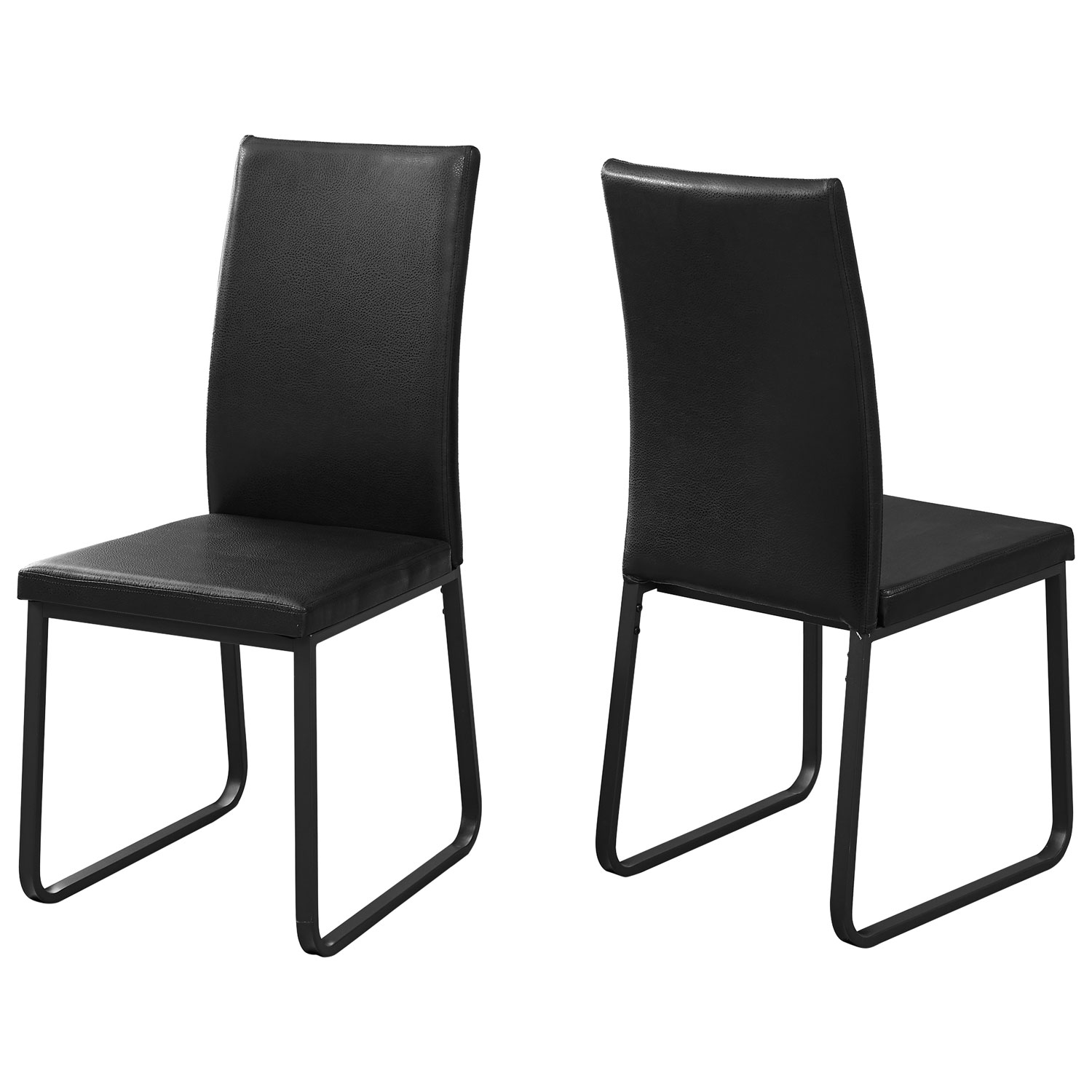 Chaise de salle à manger contemporaine en similicuir - Ensemble de 2 - Noir