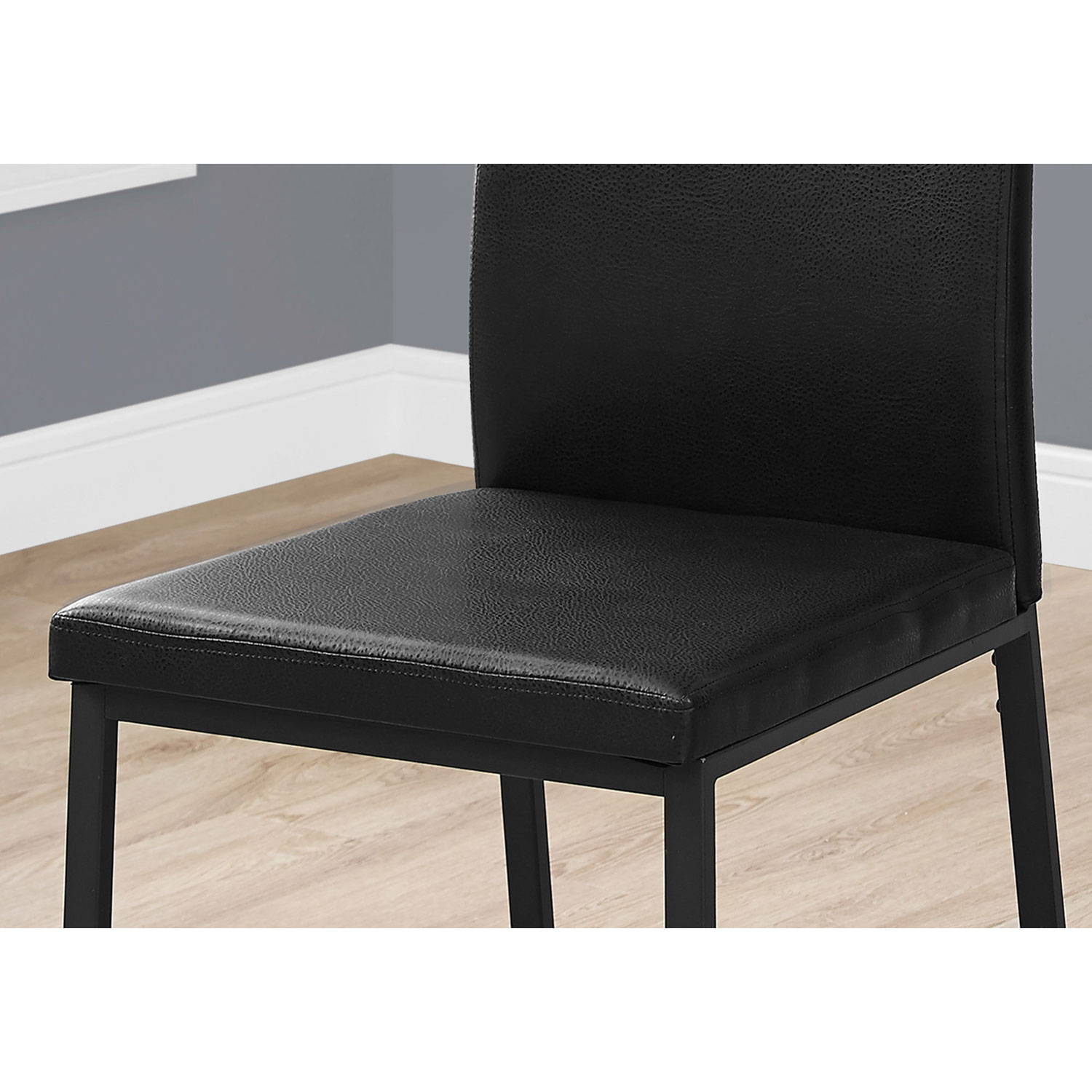 Chaise de salle à manger contemporaine en similicuir - Ensemble de 2 - Noir