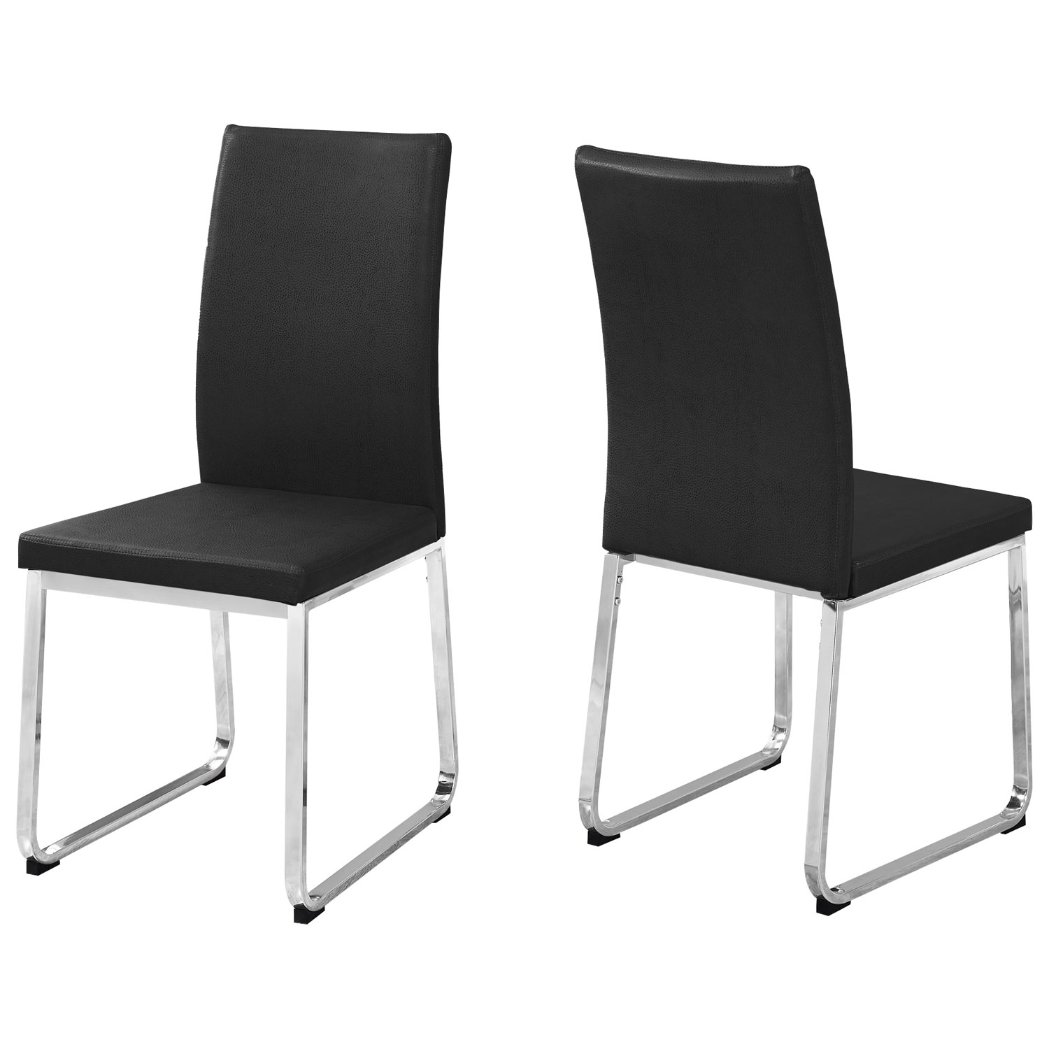 Contemporary Faux Leather Dining Chair - Set of 2 - Black/Silver
