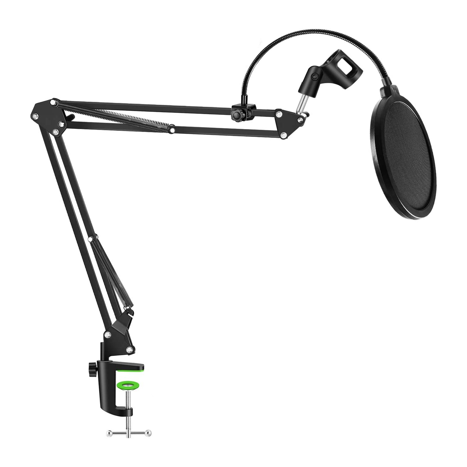 Professional Microphone Stand with Pop Filter Heavy Duty Mic Microphone Suspension Scissor Arm Stand and Windscreen Mask Shield for Blue Yeti and Other Mic