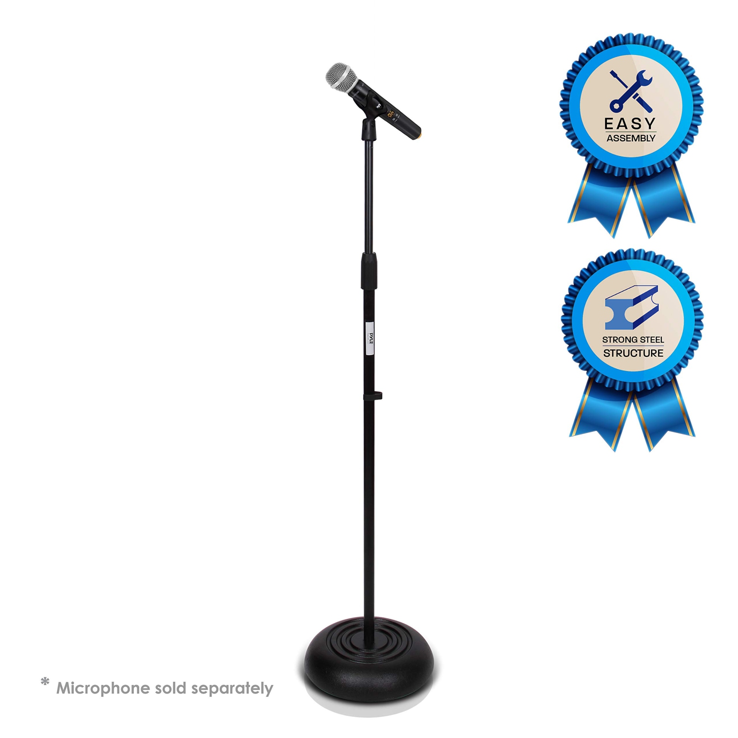 Pyle Microphone Stand - Universal Mic Mount with Heavy Compact Base, Height Adjustable- PMKS5