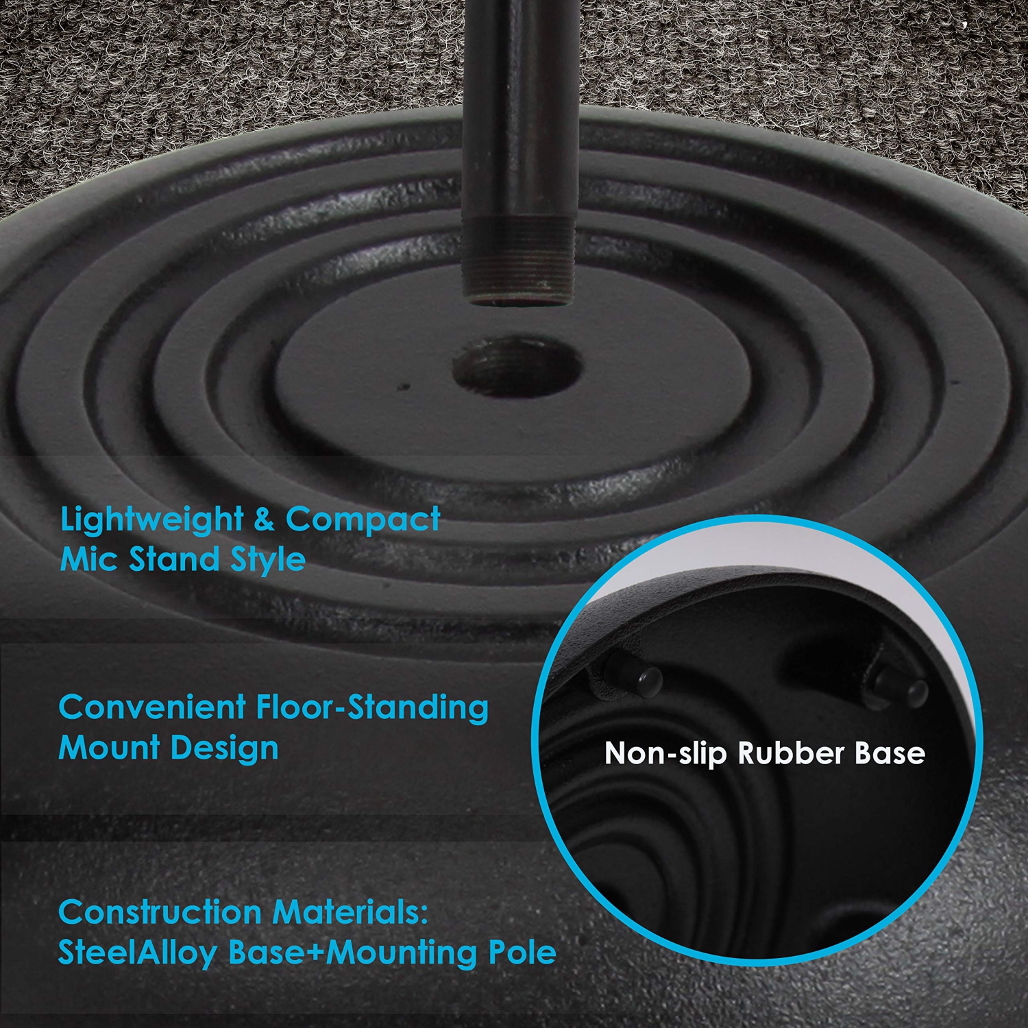 Pyle Microphone Stand - Universal Mic Mount with Heavy Compact Base, Height Adjustable- PMKS5