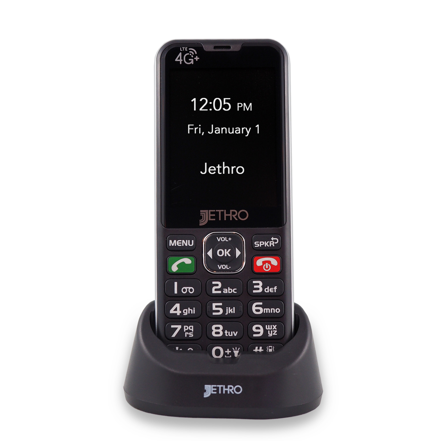 Jethro SC490 4G Bar Senior Cell Phone for Elderly & Kids - Black - Unlocked - No Internet Access