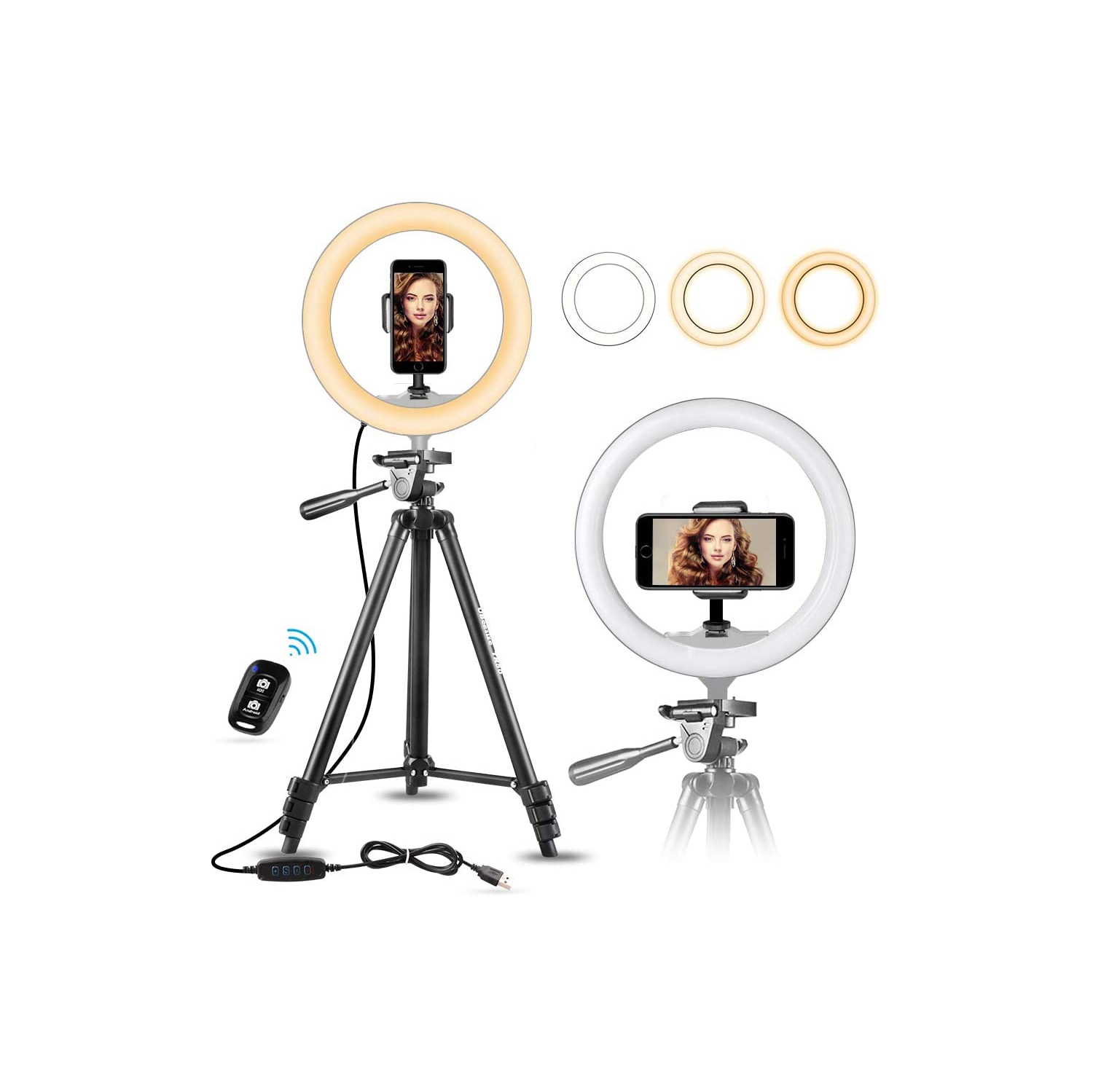 Upgraded Dimmable Camera Ring Light with Phone Holder for TikTok/YouTube/Live Stream/Makeup/Photography Compatible with iPhone Android Samsung 8 Selfie Ring Light with Adjustable Tripod Stand 