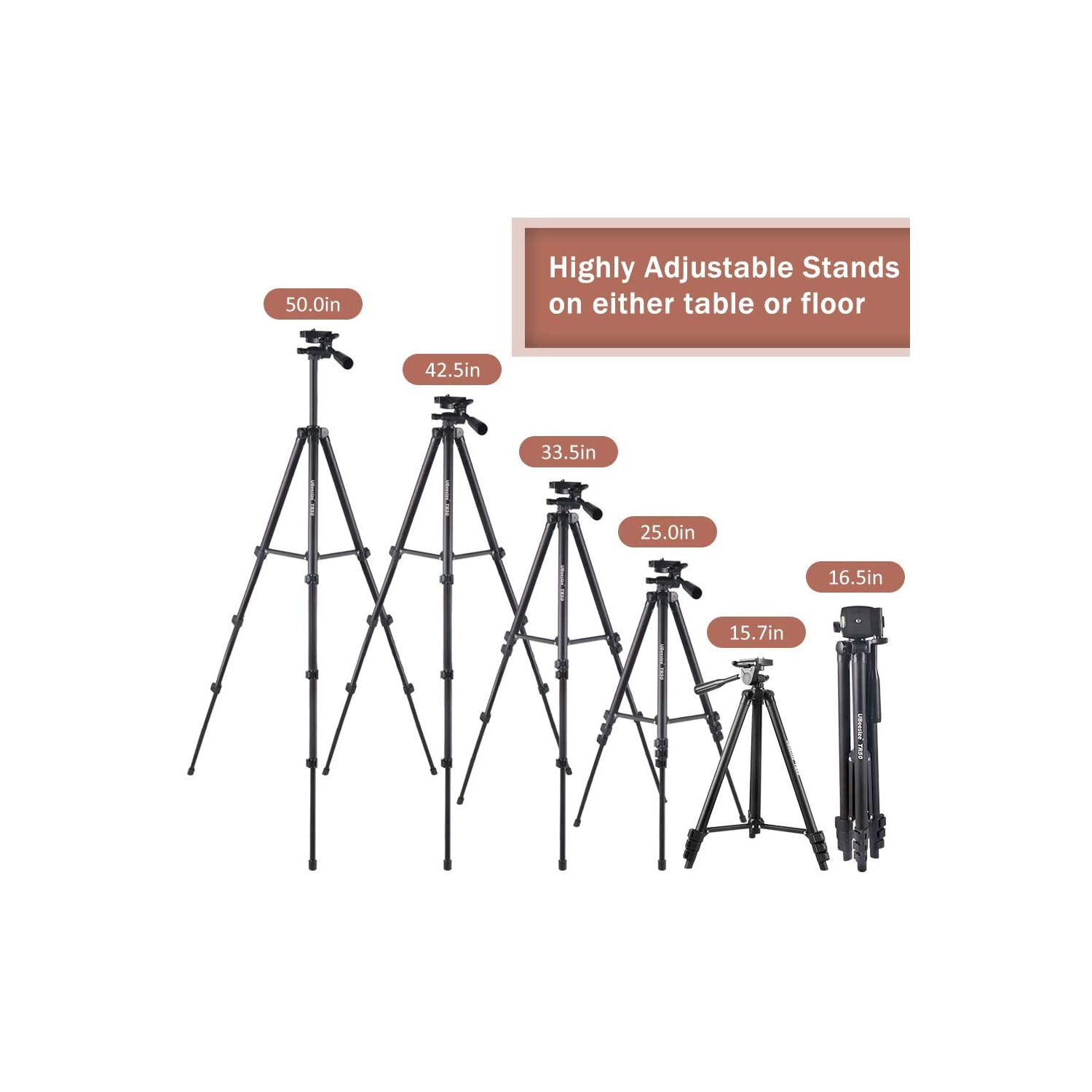 Anneau lumineux DEL à intensité réglable 8 po de Wingomart avec trépied extensible 50 po et support de téléphone flexible pour YouTube Live Stream de