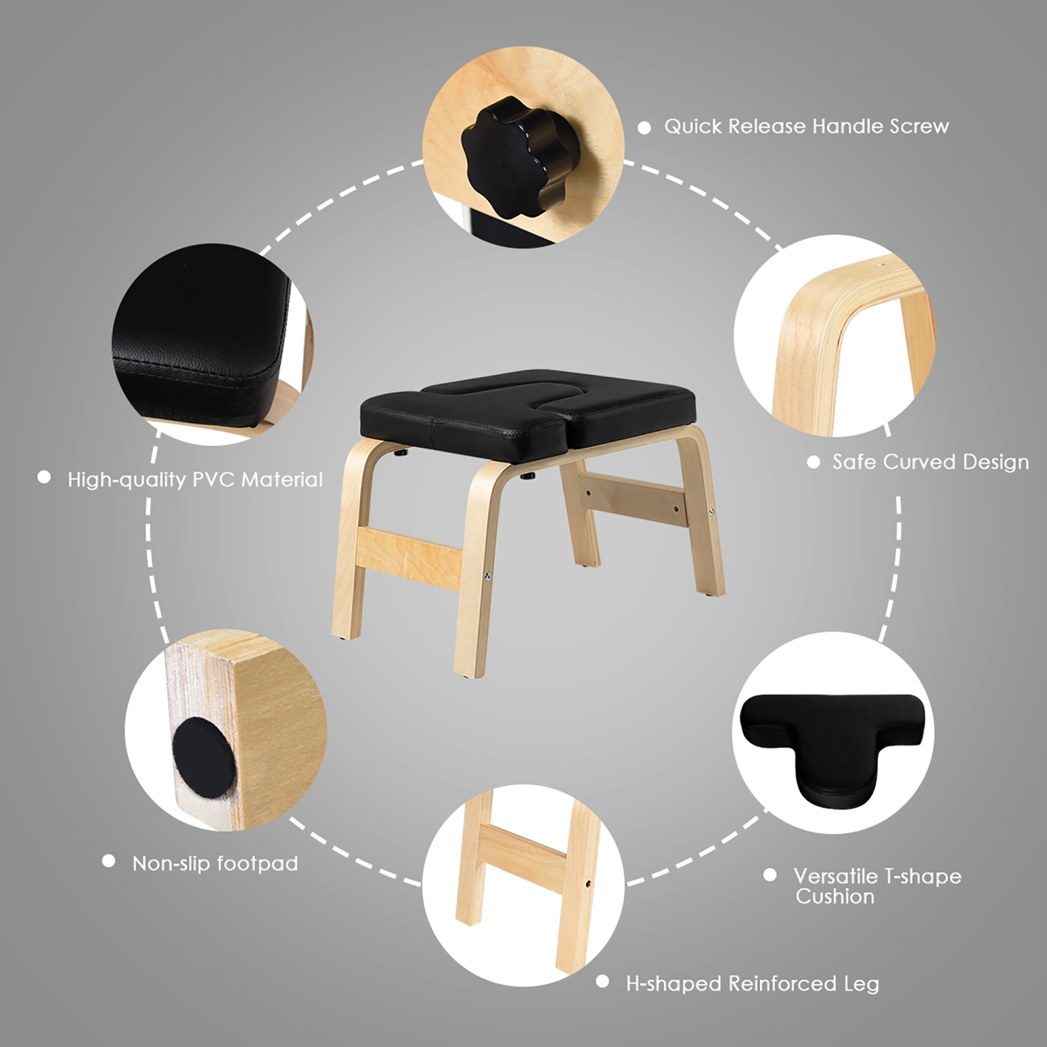 Meuble en bois avec support pour casque de yoga de Costway, et coussinets en PVC pour soulager la fatigue des membres de la famille