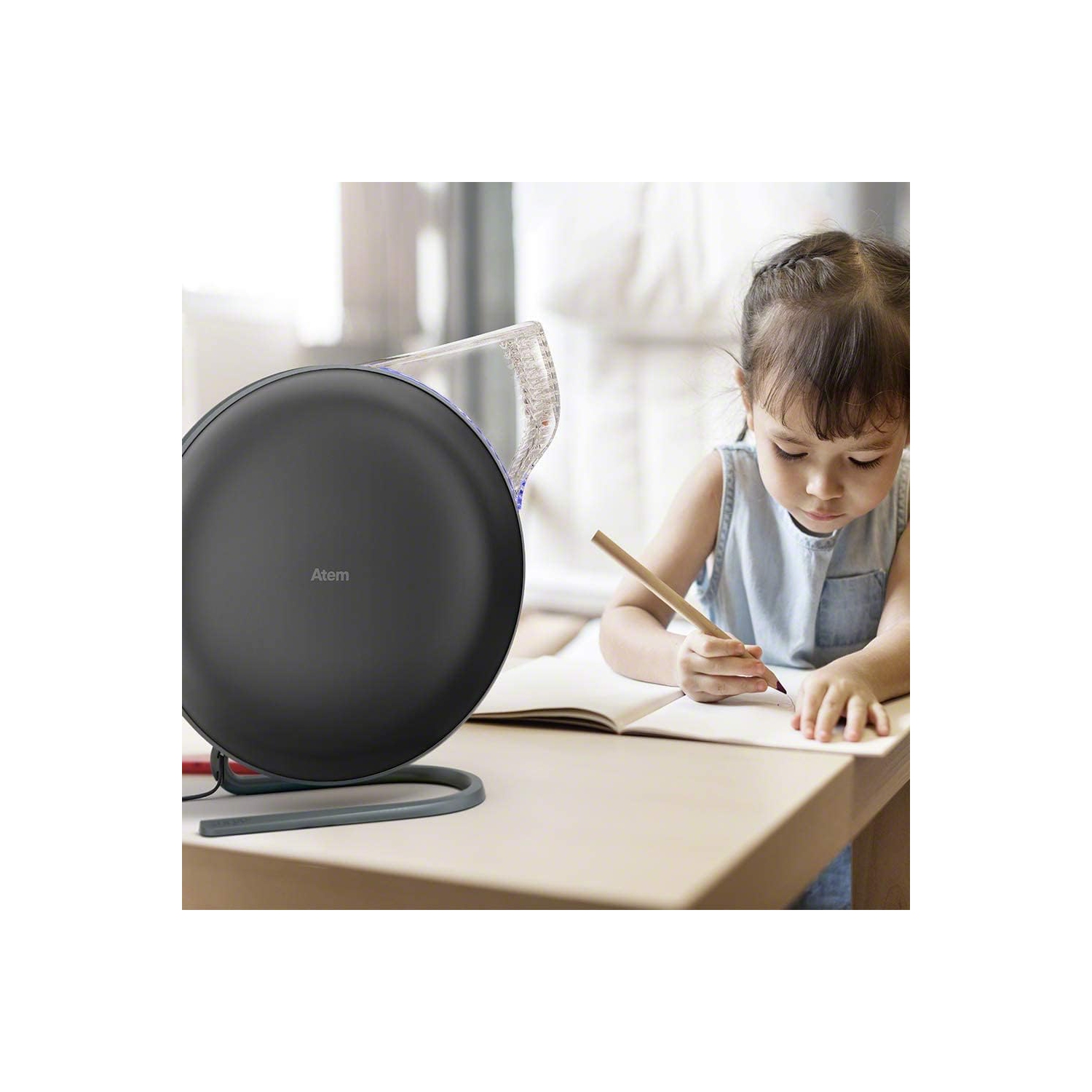 IQAir Atem Series Desk Kit Converts Car Air Purifier to Desk Air Purifier, Includes PureJet Diffuser, Stand, and Wall Outlet Adapter