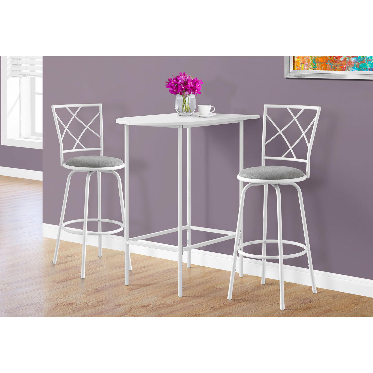 Monarch Transitional Contemporary Half-Moon Bar - White