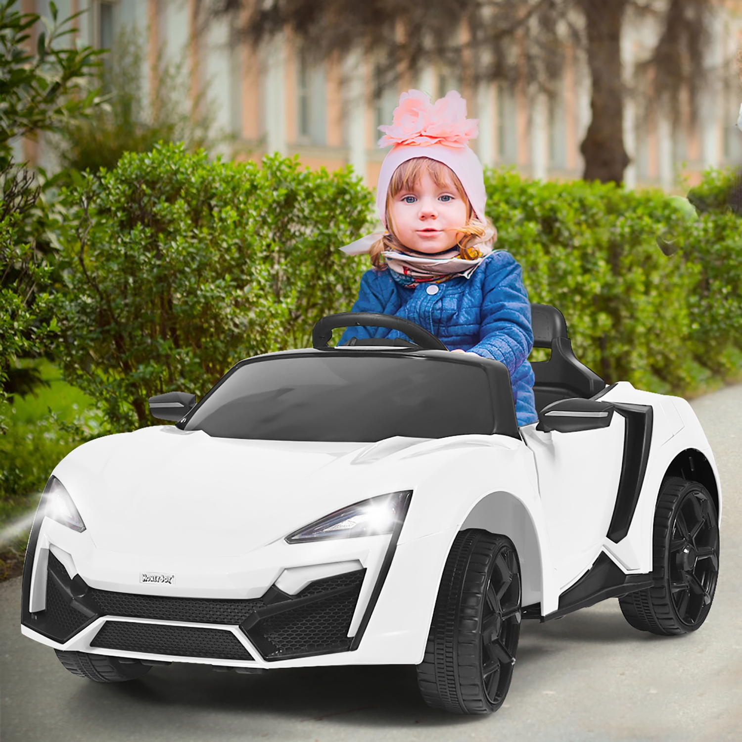 Costway 12V Kids Ride On Car 2.4G RC Electric Vehicle w/ Lights MP3 Openable Doors