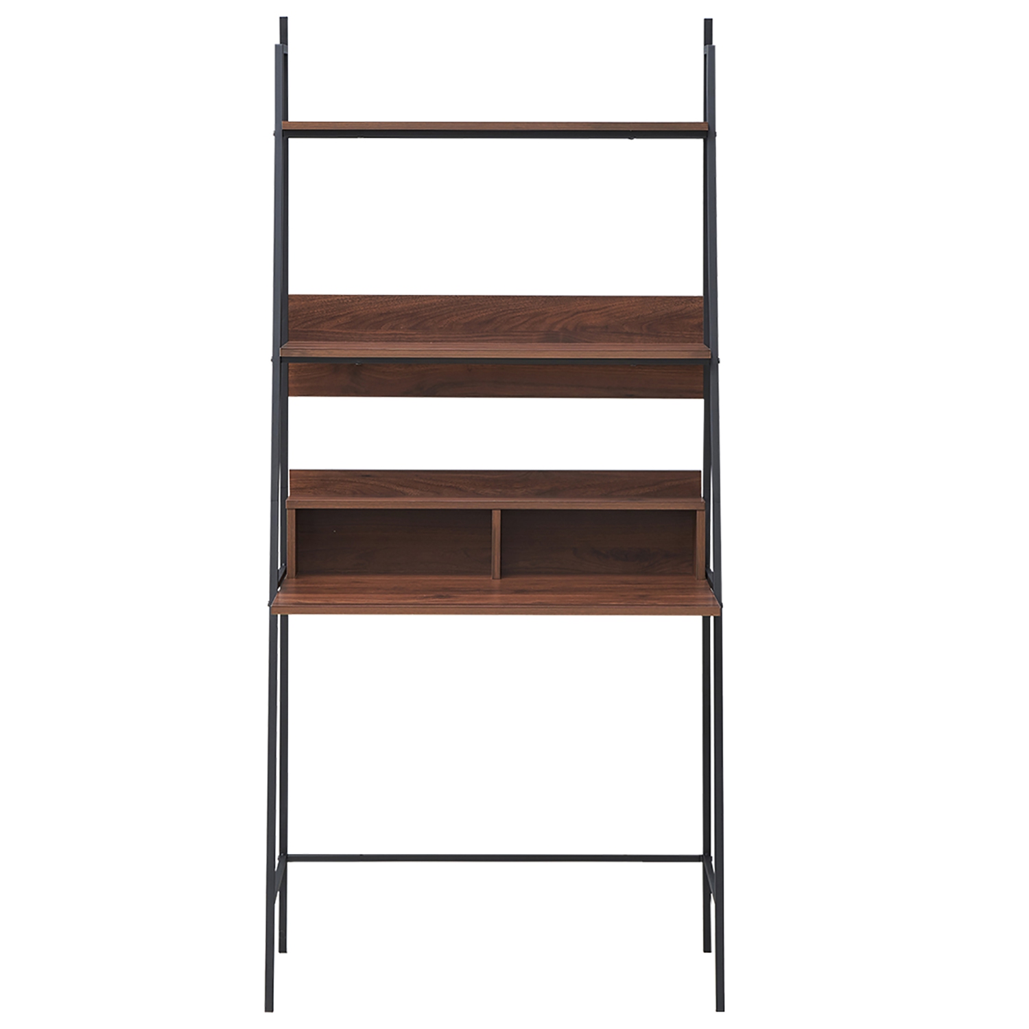 Costway Ladder Computer Desk Bookcase Wall Bookshelf Laptop Desk w/ Shelf & Metal Frame