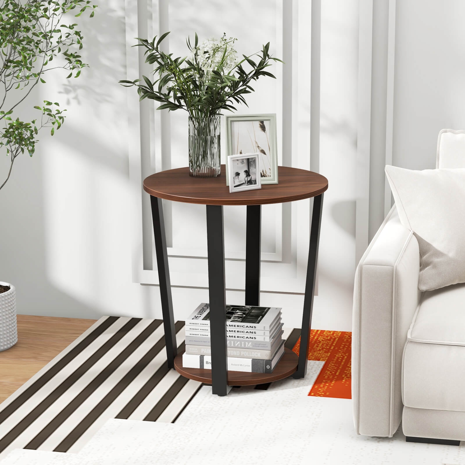 Costway Industrial End Table Sofa Side Table Nightstand with