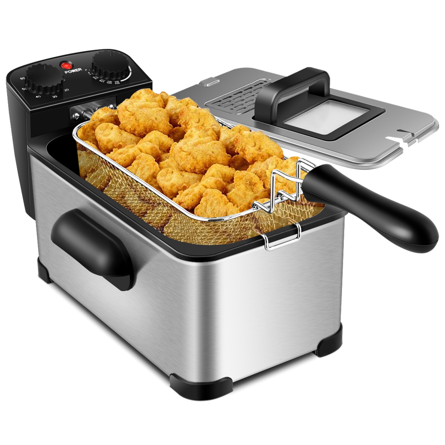 Costway 3.2 Quart Electric Deep Fryer 1700W Stainless Steel Timer Frying Basket
