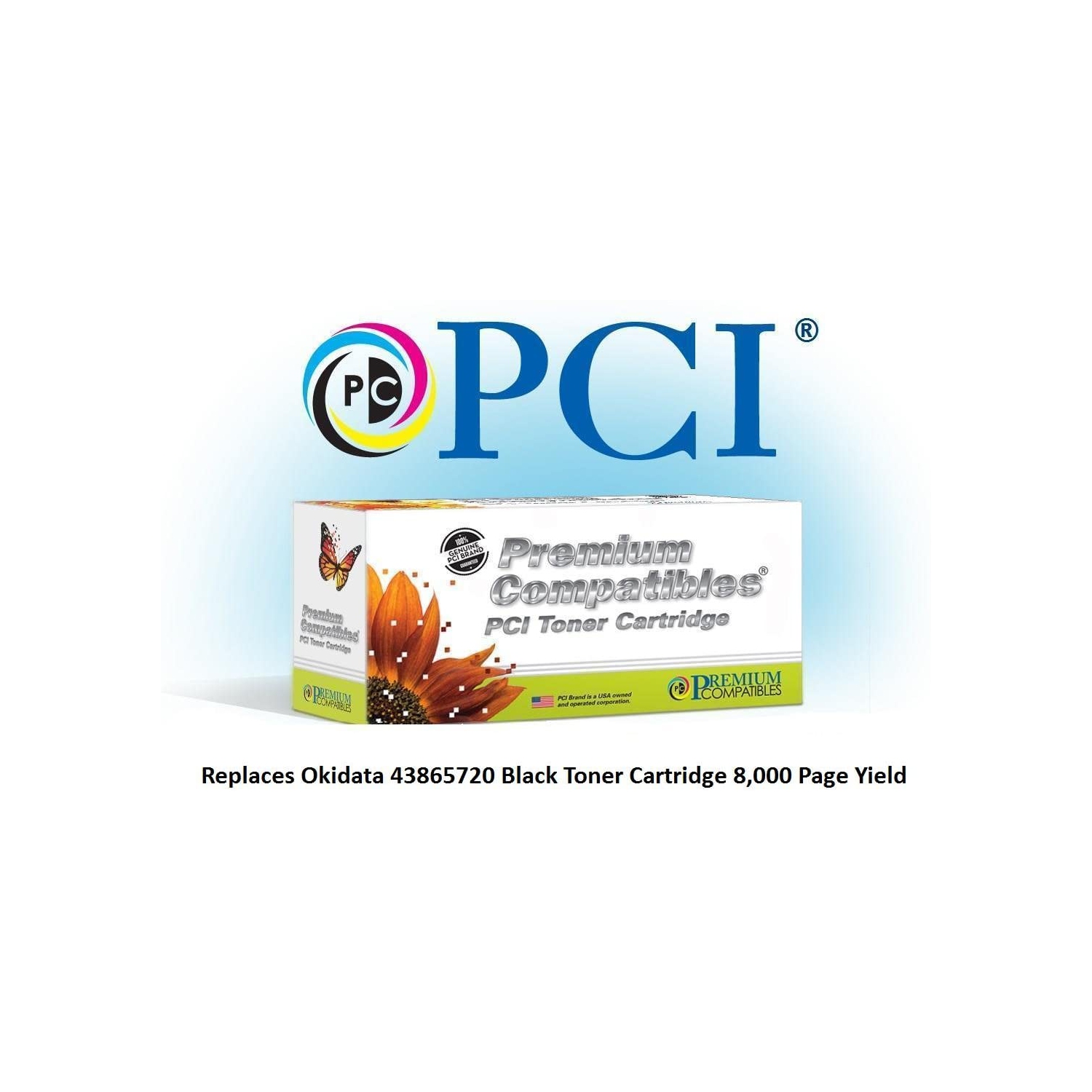 Cartouche d’encre en poudre 43865720-PCI de remplacement compatible Premium pour imprimantes Okidata, noir