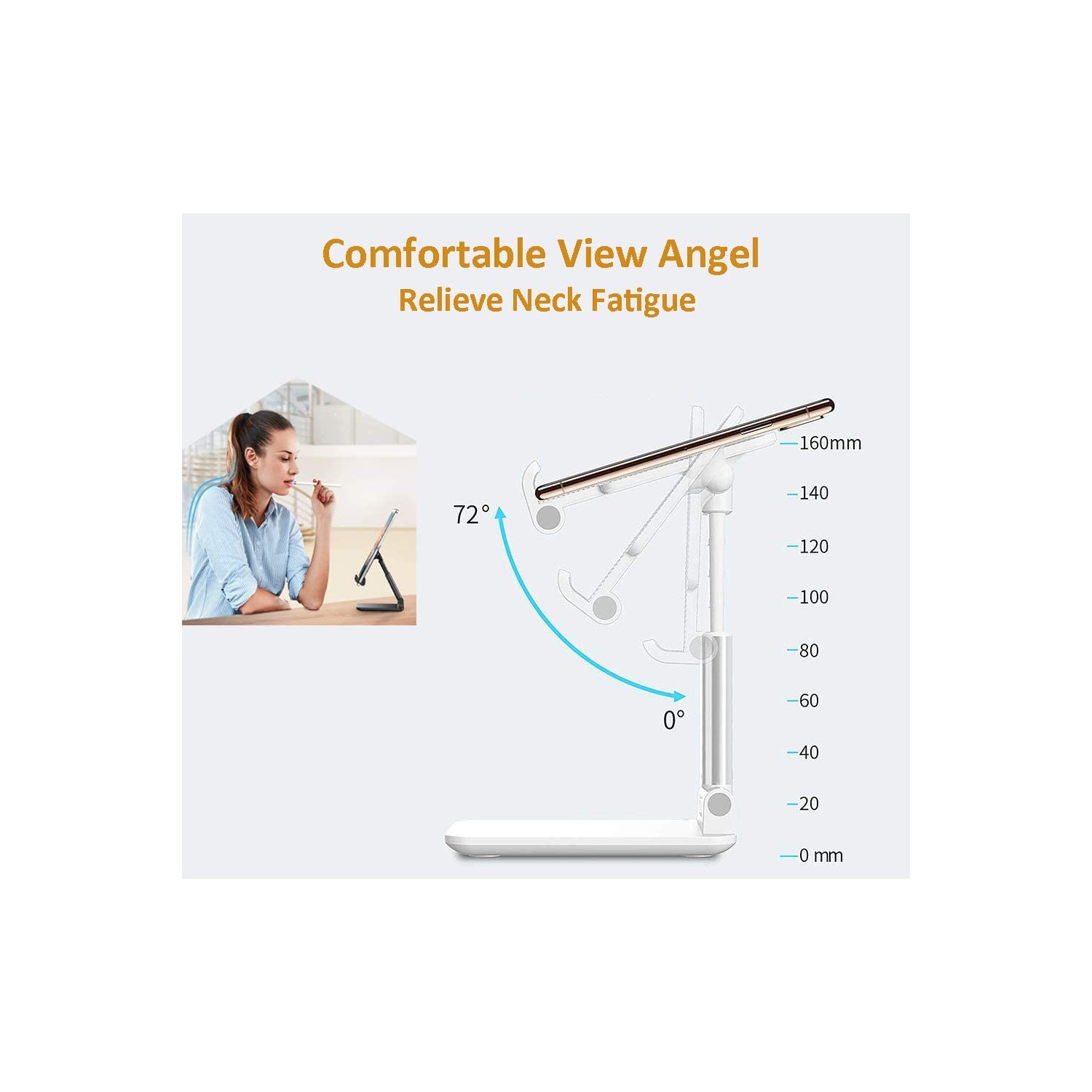 Support réglable pour téléphone cellulaire, Support de tablette pliable Cleanedt pour téléphone mobile pour bureau compatible avec iPhone/Samsung