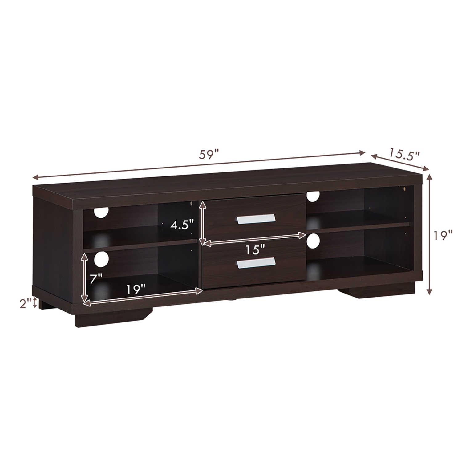 Costway TV Stand Entertainment Center Hold up to 65'' TV with Storage Shelves & Drawers