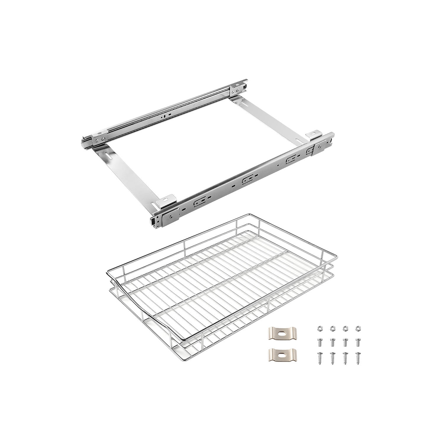 Organisateur d'armoire coulissant robuste - coulissant sous l'armoire, chrome, 21" x 14" x 4" - SortWise®