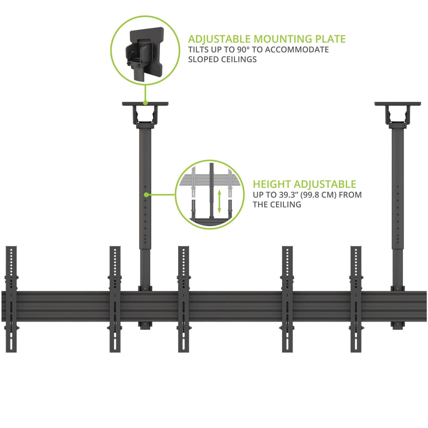 Kanto MBC411T Digital Signage Ceiling Mount System with Tilting Arms for 40" - 60" TVs
