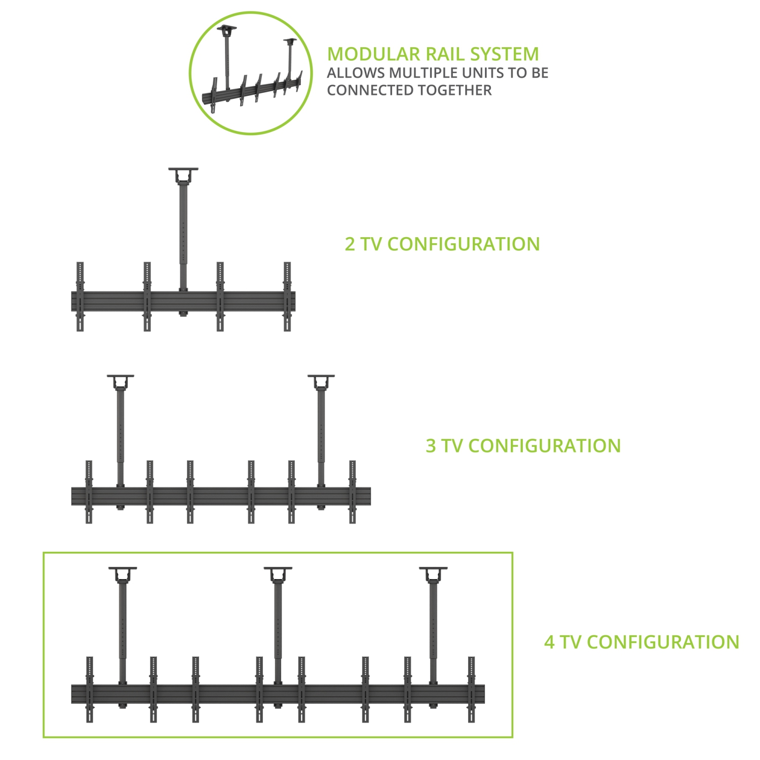 Kanto MBC411T Digital Signage Ceiling Mount System with Tilting Arms for 40" - 60" TVs