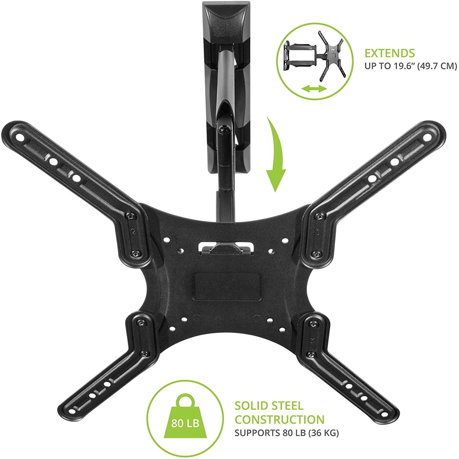 Kanto M300 Full Motion TV Wall Mount for 26" - 55" TVs - Black
