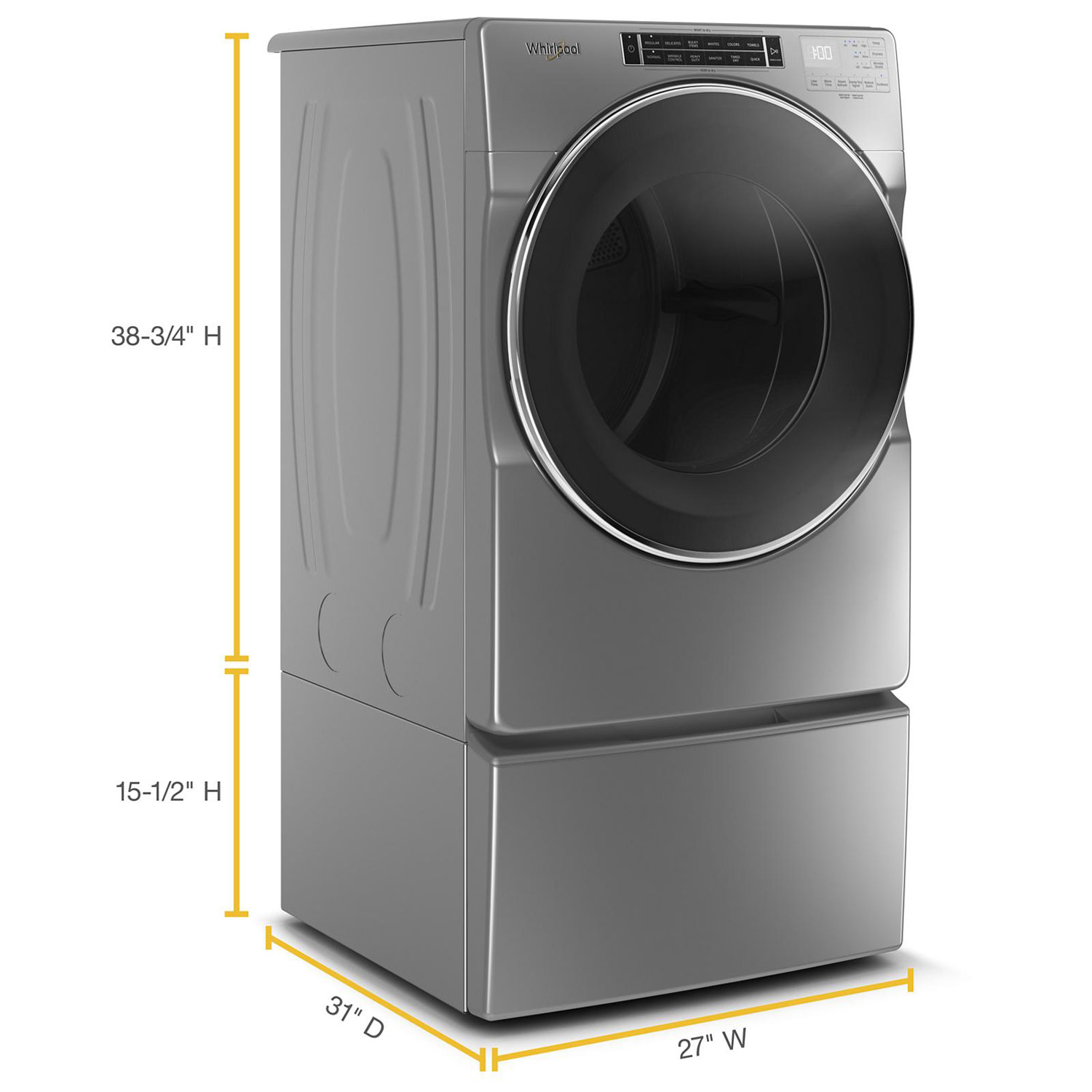 Whirlpool 7.4 Cu. Ft. Electric Steam Dryer - Chrome Shadow