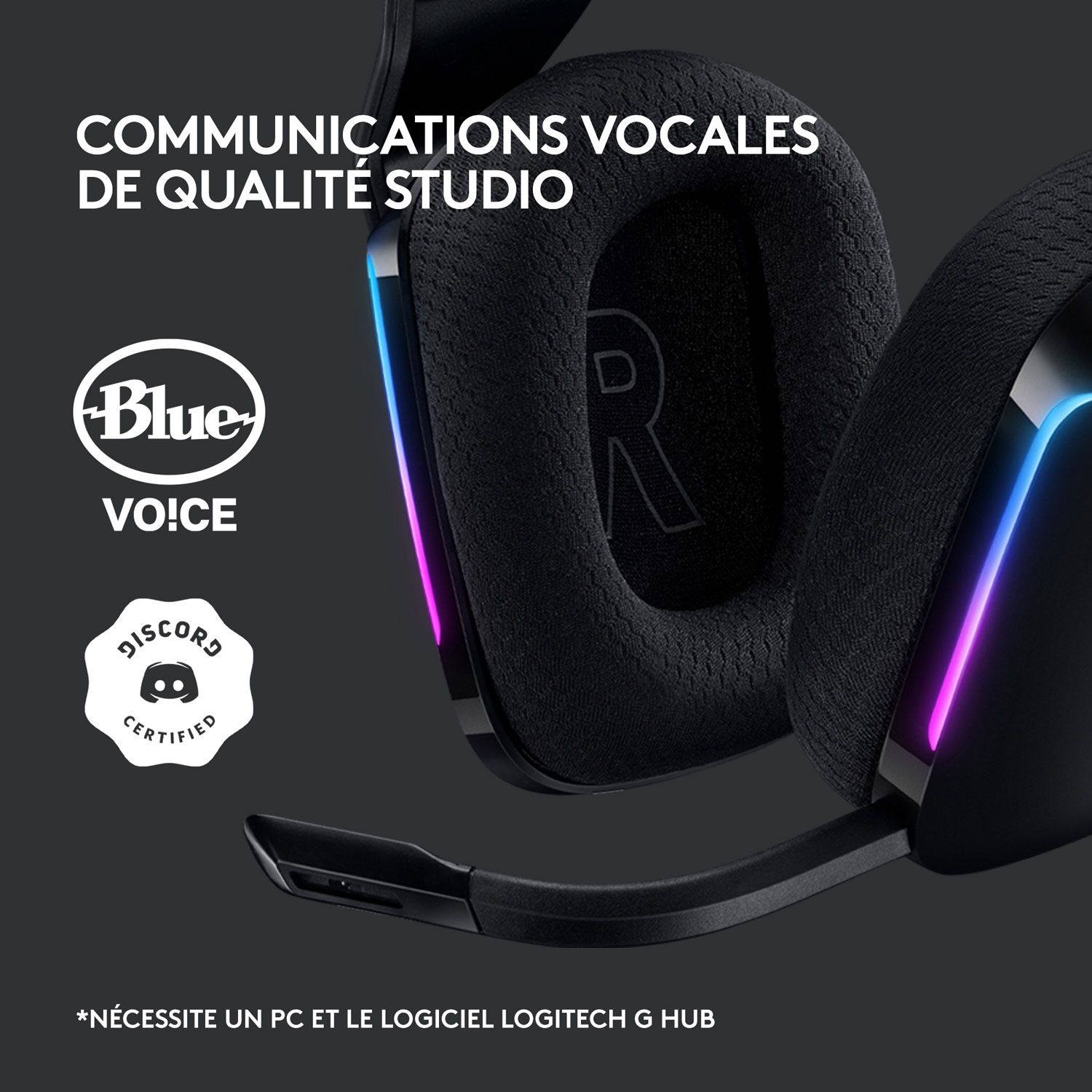 Casque de jeu sans fil RVB LIGHTSPEED G733 de Logitech - Noir