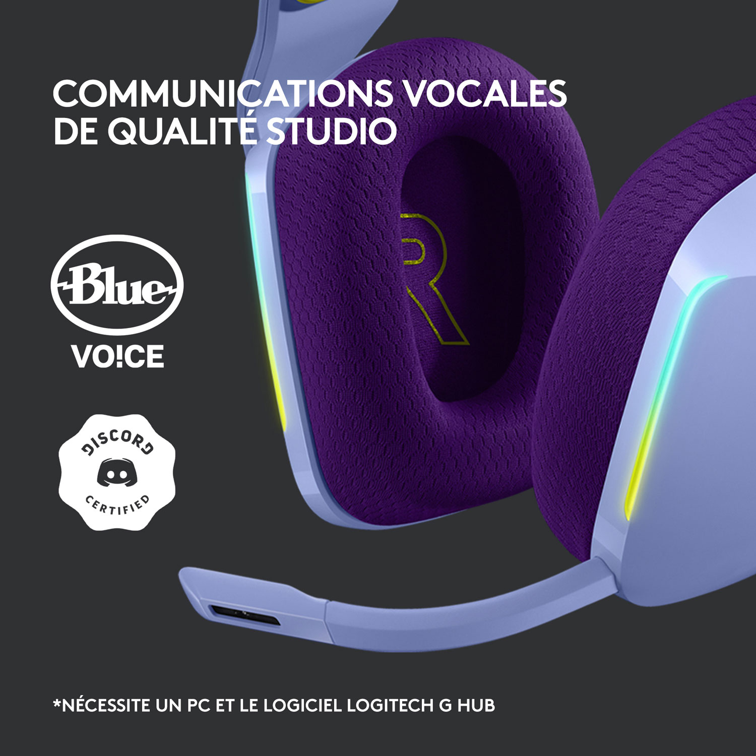 Casque de jeu sans fil RVB LIGHTSPEED G733 de Logitech - Lilas