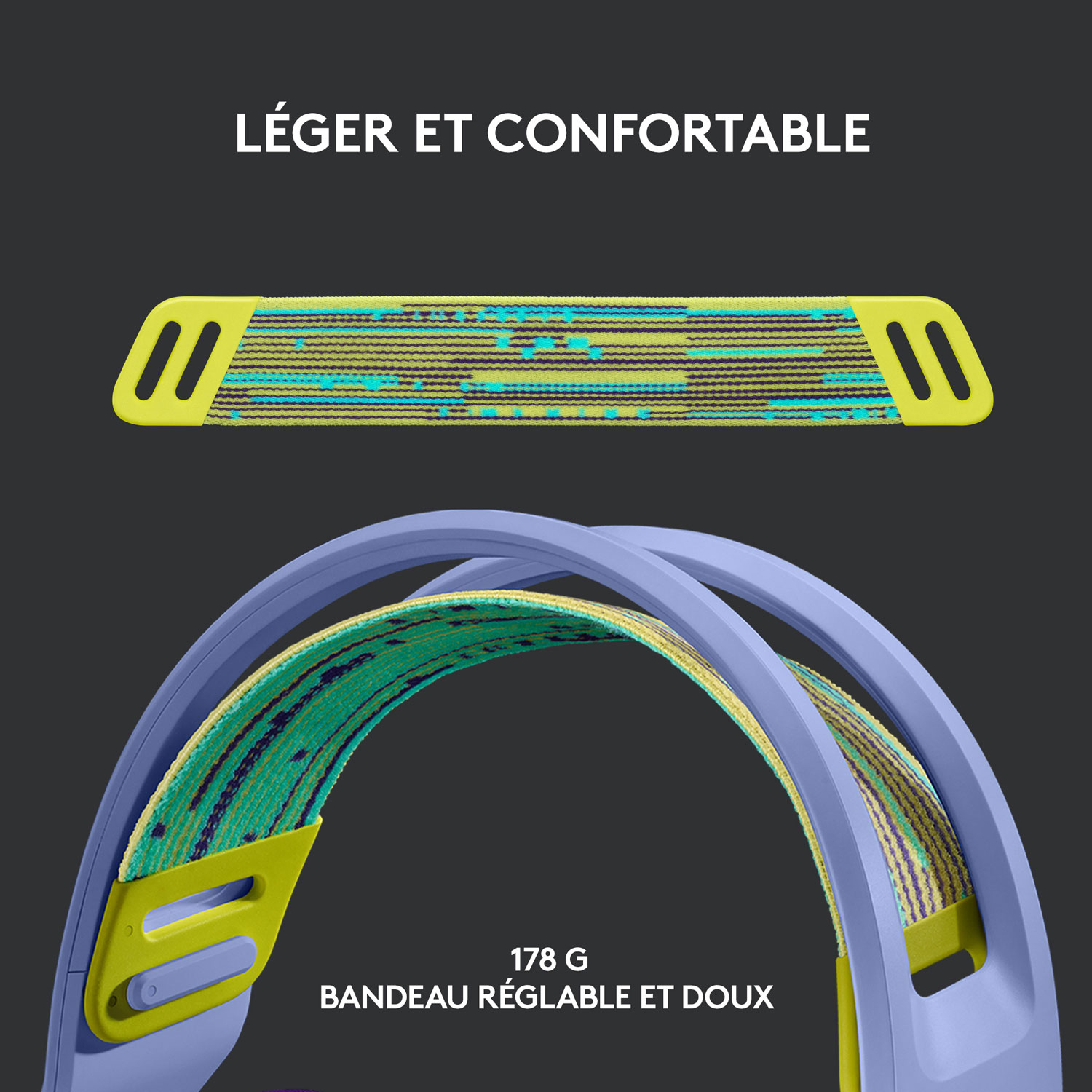Casque de jeu sans fil RVB LIGHTSPEED G733 de Logitech - Lilas