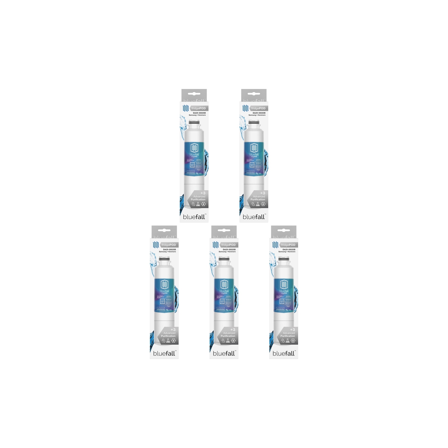 Samsung DA29-00020B Paquet de 5 filtres à eau pour réfrigérateur, compatible avec BlueFall
