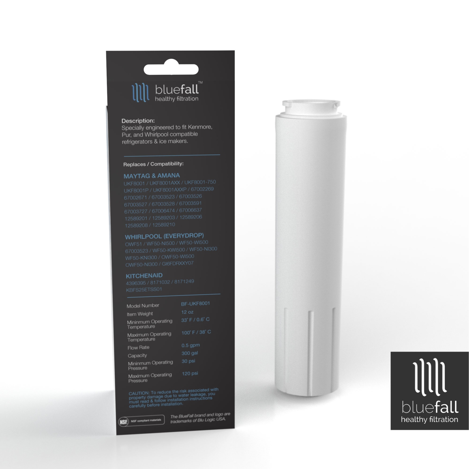 Paquet de 2 filtres à eau pour réfrigérateur UKF8001 de Maytag compatible avec BlueFall