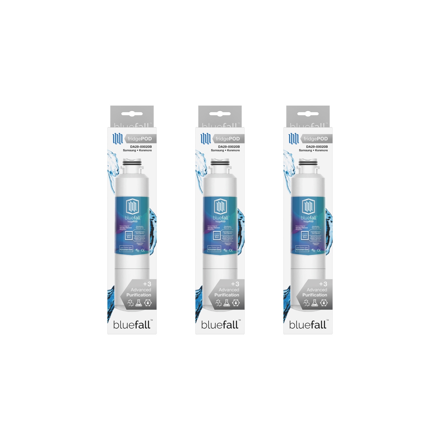 Samsung DA29-00020B 3PK Refrigerator Water Filter Compatible by BlueFall