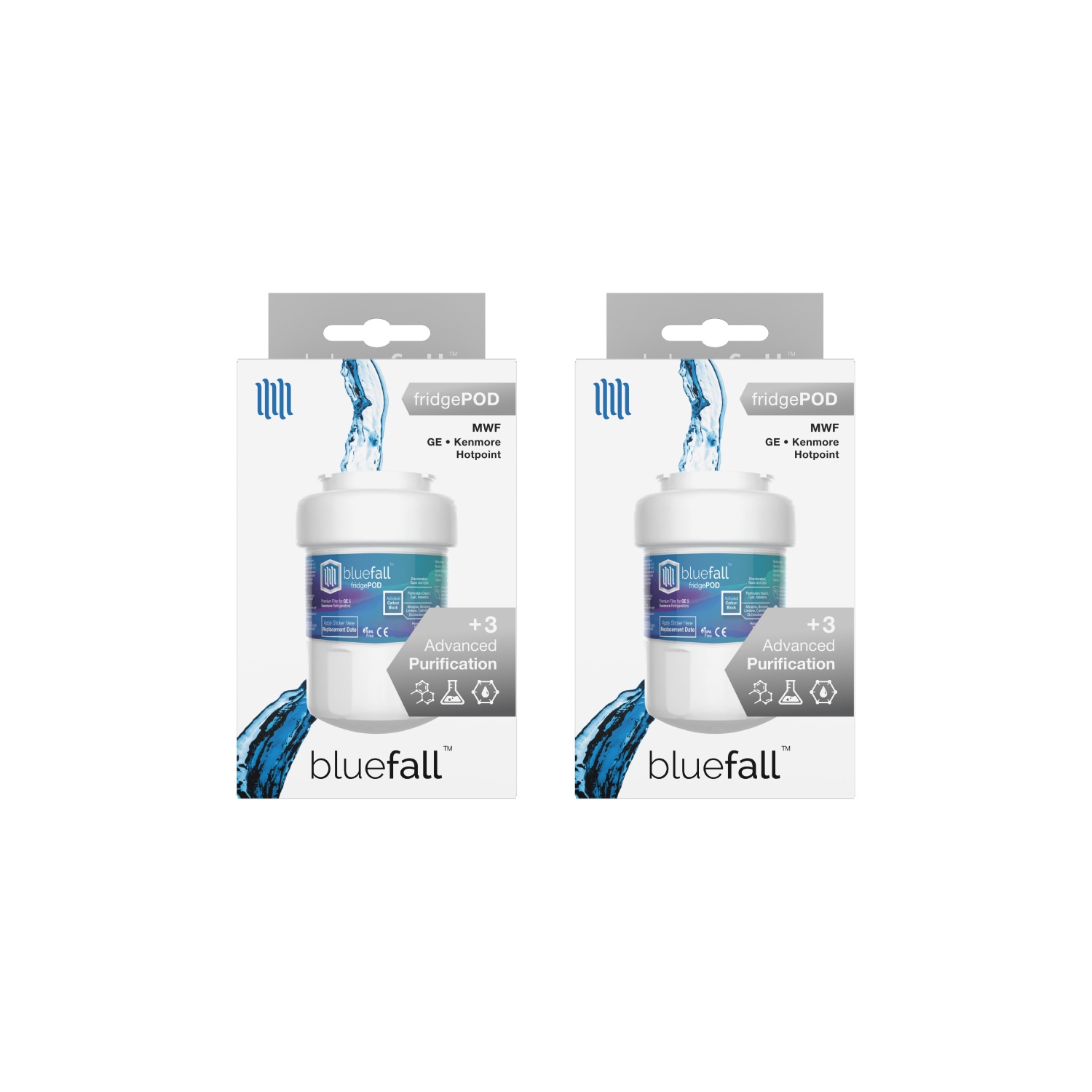 GE MWF 2PK Refrigerator Water Filter Compatible by BlueFall