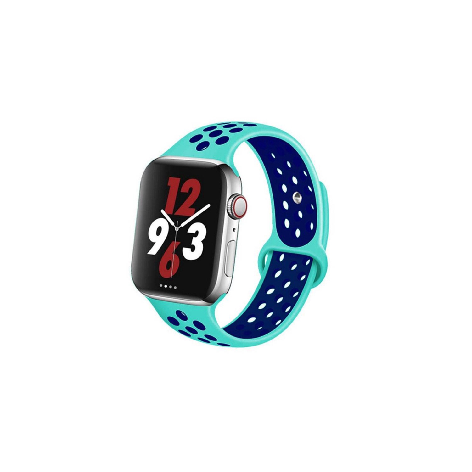 Sports Silicone Band Replacement Band Strap for Apple Watch iWatch Series 1 to 10 SE Ultra, 42mm(Series 123) 44mm 45mm 46mm 49mm, Mint Navy