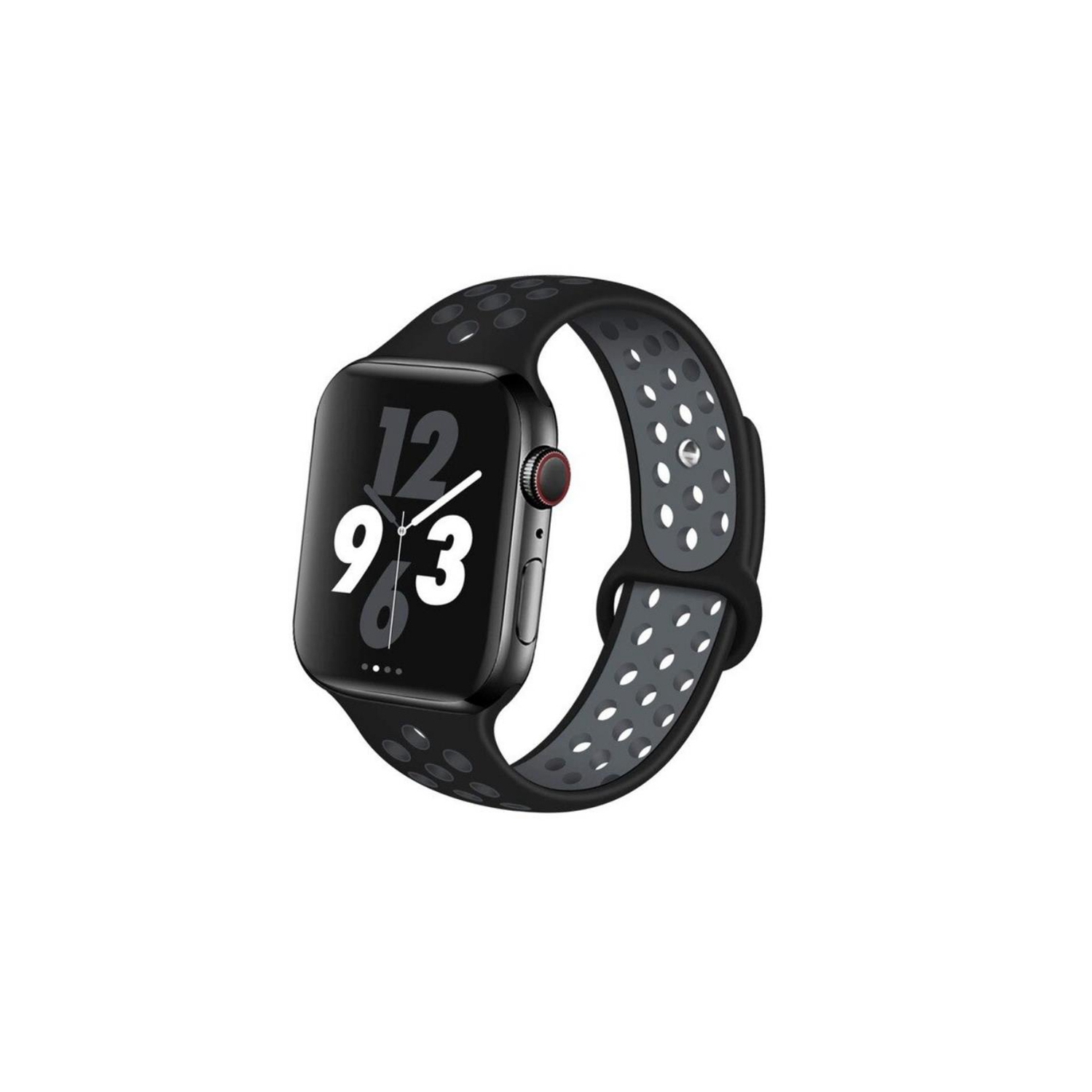 Sports Silicone Band Replacement Band Strap for Apple Watch iWatch Series 1 to 10 SE Ultra, 42mm(Series 123) 44mm 45mm 46mm 49mm, Black Grey