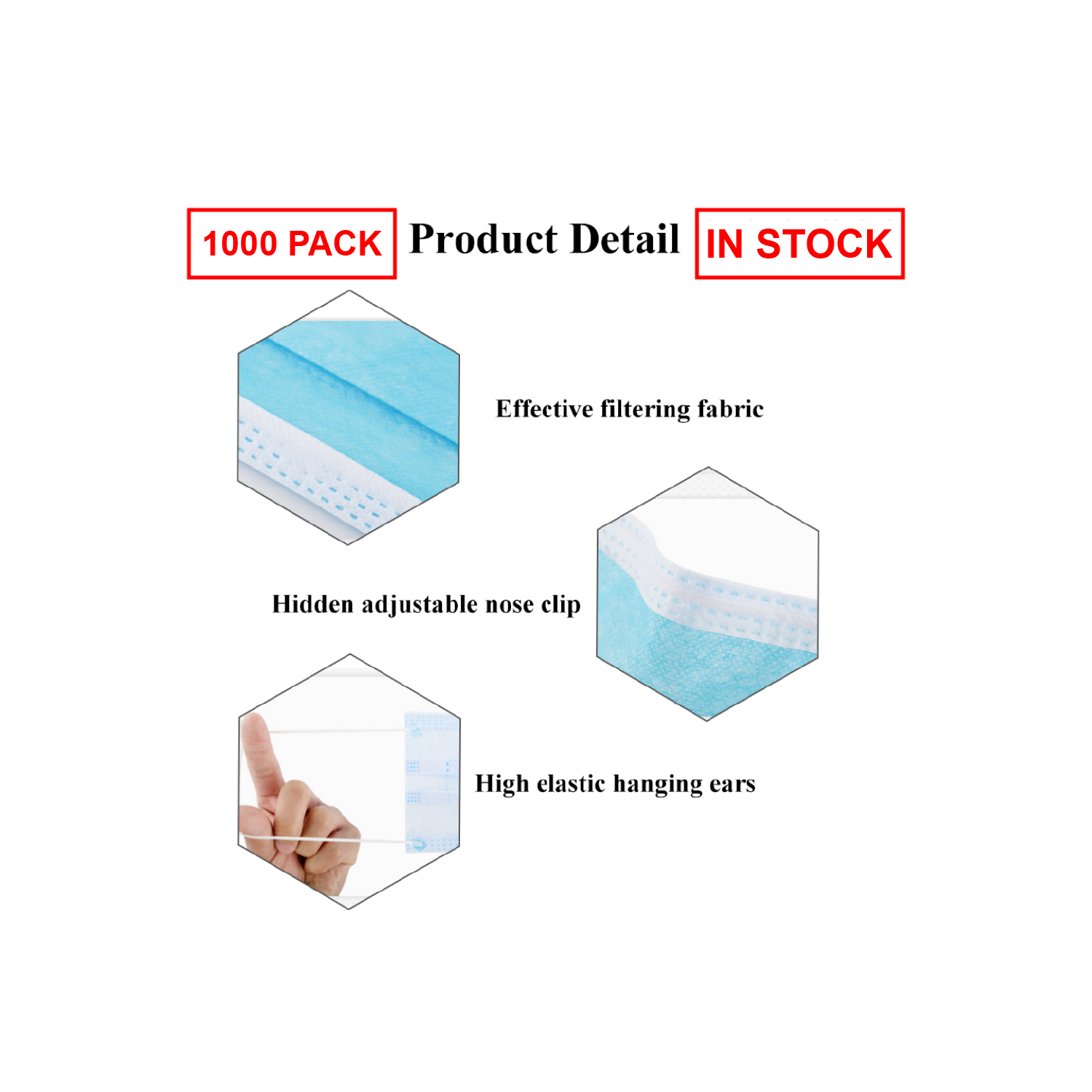 3-Ply Disposable Earloop Breathable Face Mask Protection - 1000 - Pack - Ships from Canada