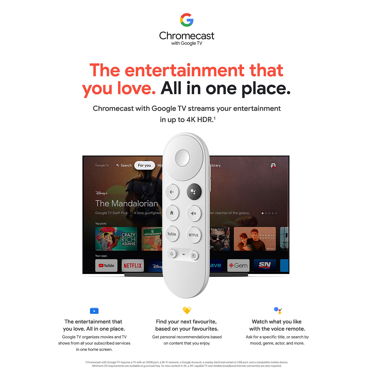 Chromecast de Google avec Google TV - Neige
