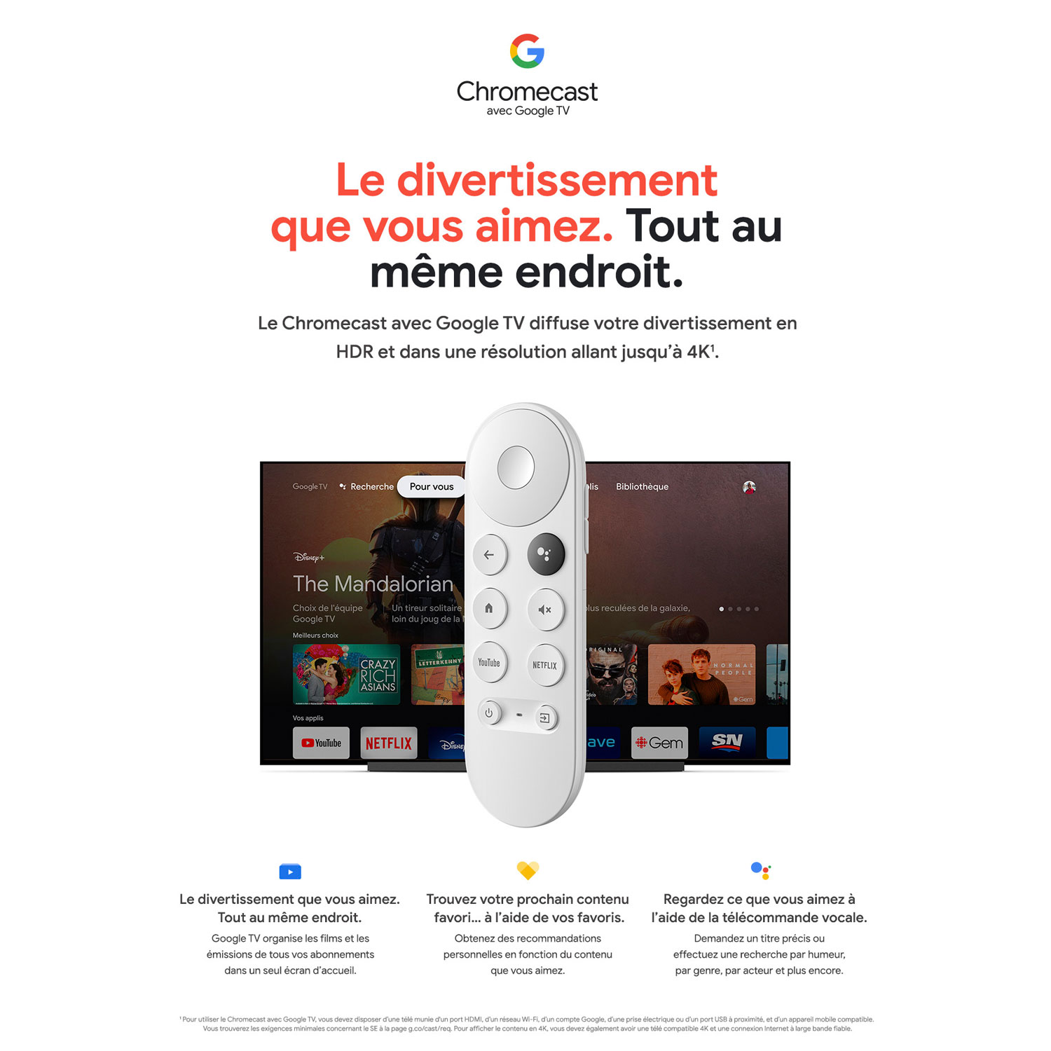 Chromecast de Google avec Google TV - Neige