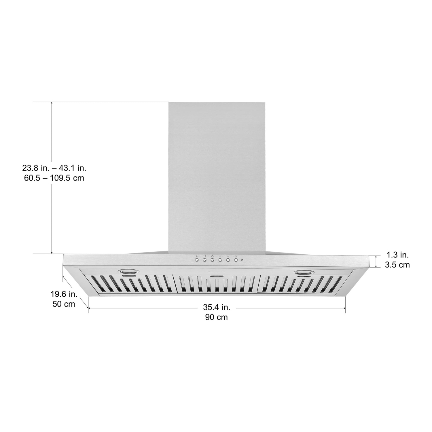 Hotte murale pyramidale de WPL636 36 po d'Ancona en acier inoxydable avec veilleuse
