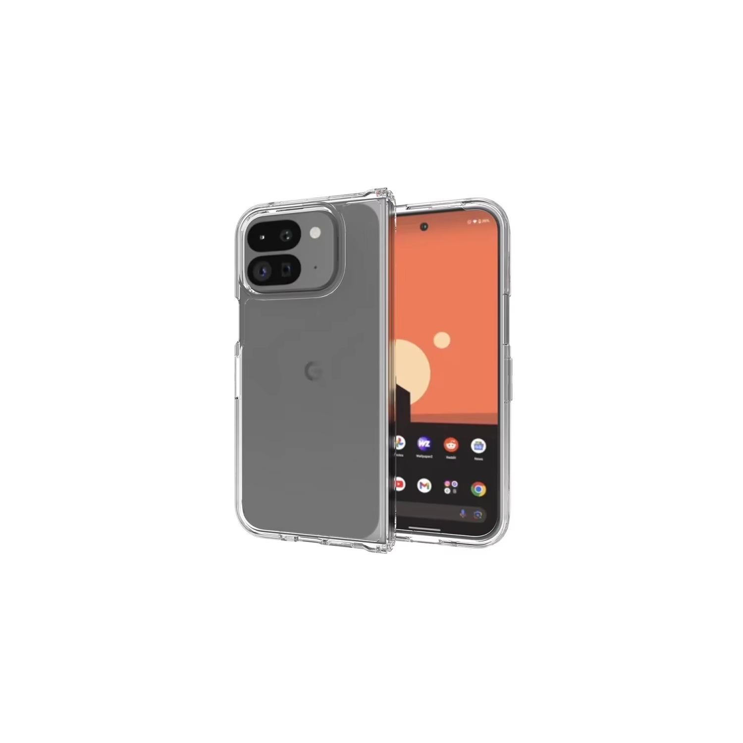 TopSave – coque arrière en polycarbonate rigide transparent avec étui souple en TPUR pour Google Pixel 9 Pro Fold