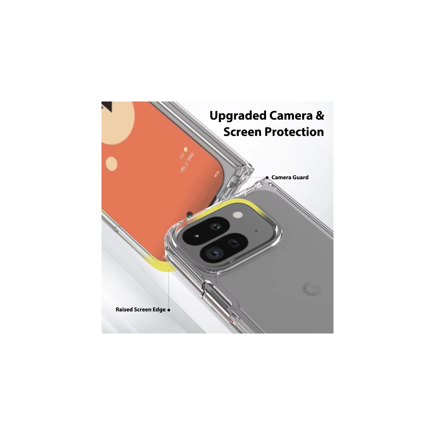 TopSave – coque arrière en polycarbonate rigide transparent avec étui souple en TPUR pour Google Pixel 9 Pro Fold