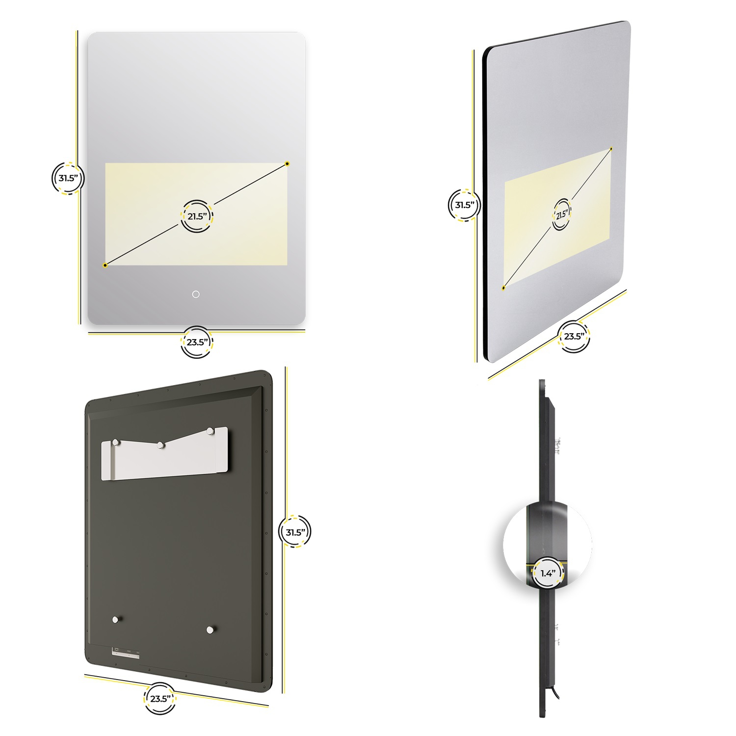 Hilo XL- Miroir de fitness connecté intelligent Hilo XL avec écran tactile, hautparleurs intégrés et sans abonnement