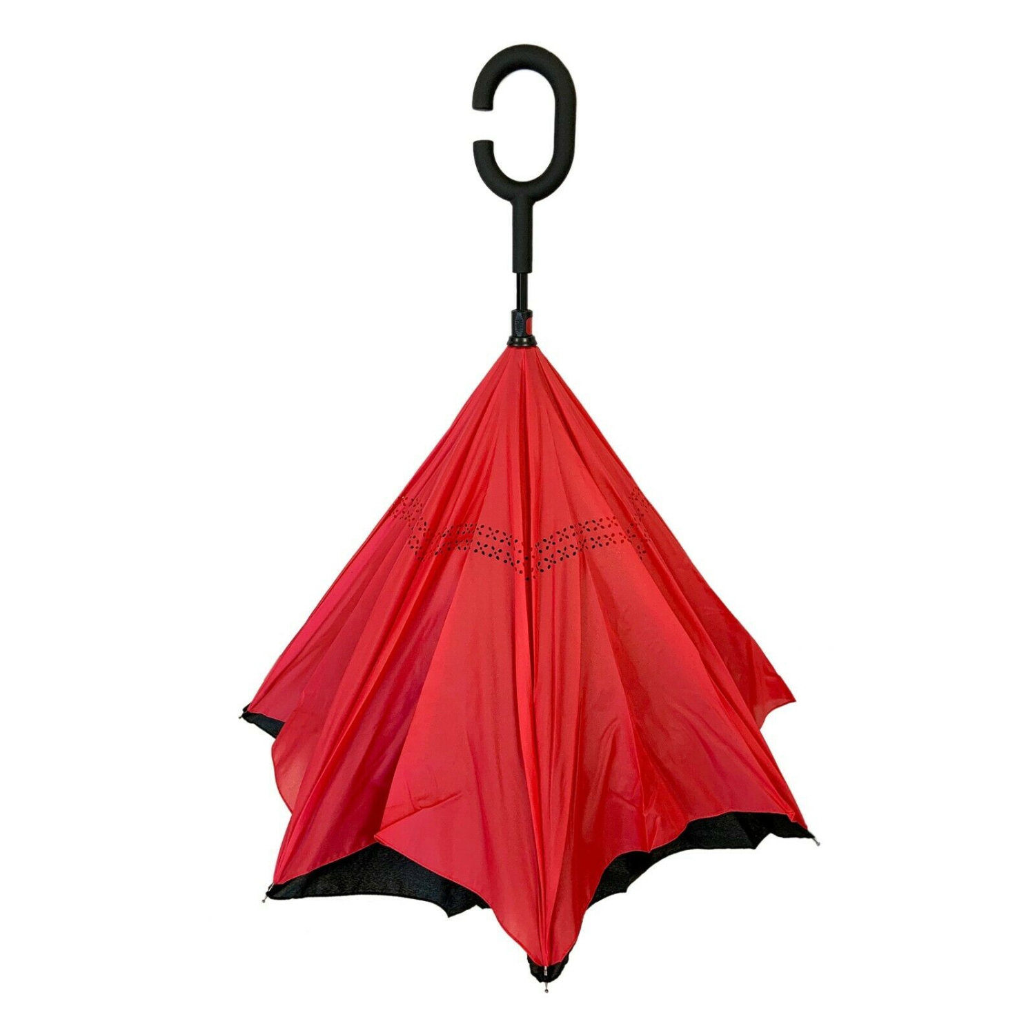 Parapluie réversible Contempo Views : Parapluie double couche, autonome, repliable en sens inverse, inversé, résistant au vent avec poignée en forme