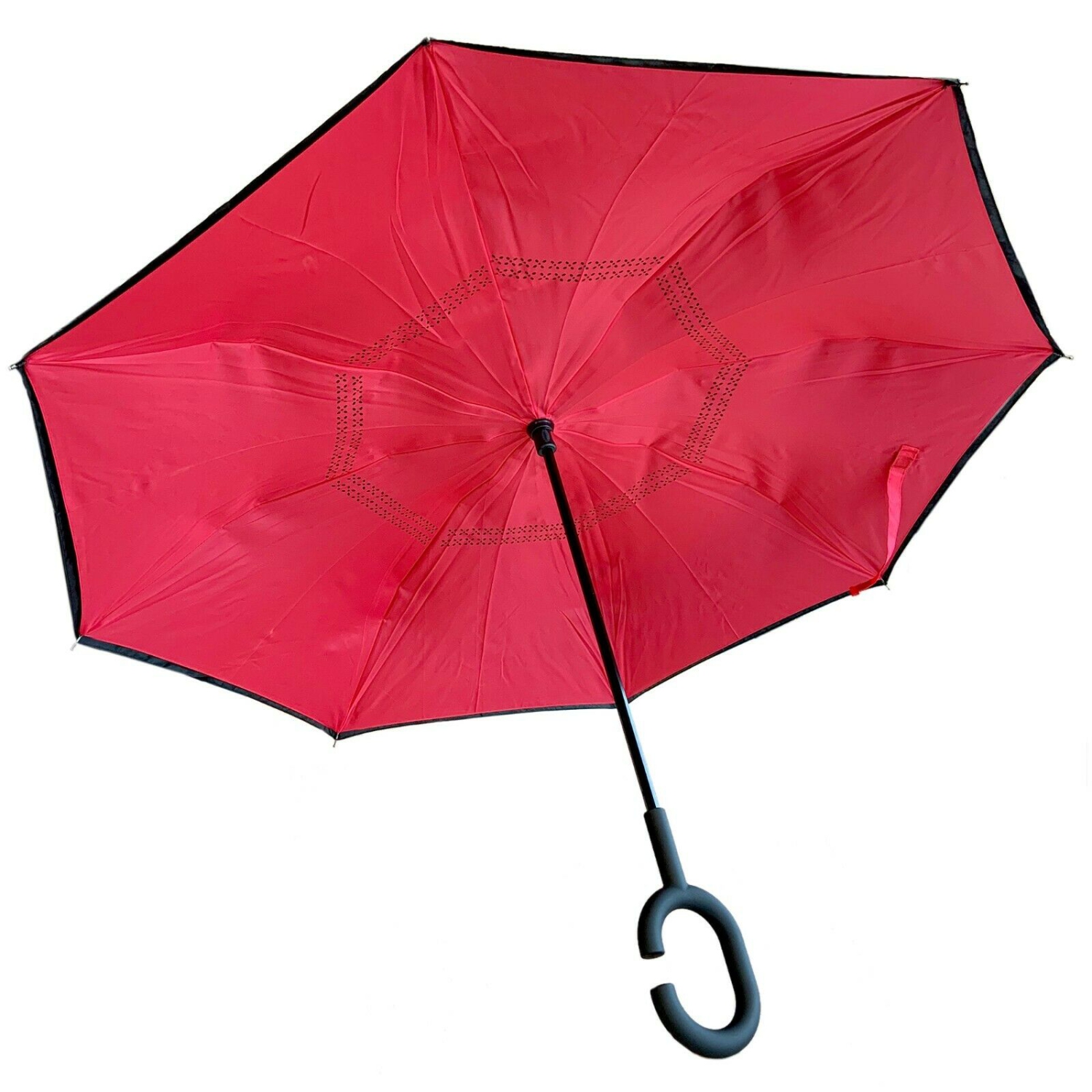 Parapluie réversible Contempo Views : Parapluie double couche, autonome, repliable en sens inverse, inversé, résistant au vent avec poignée en forme