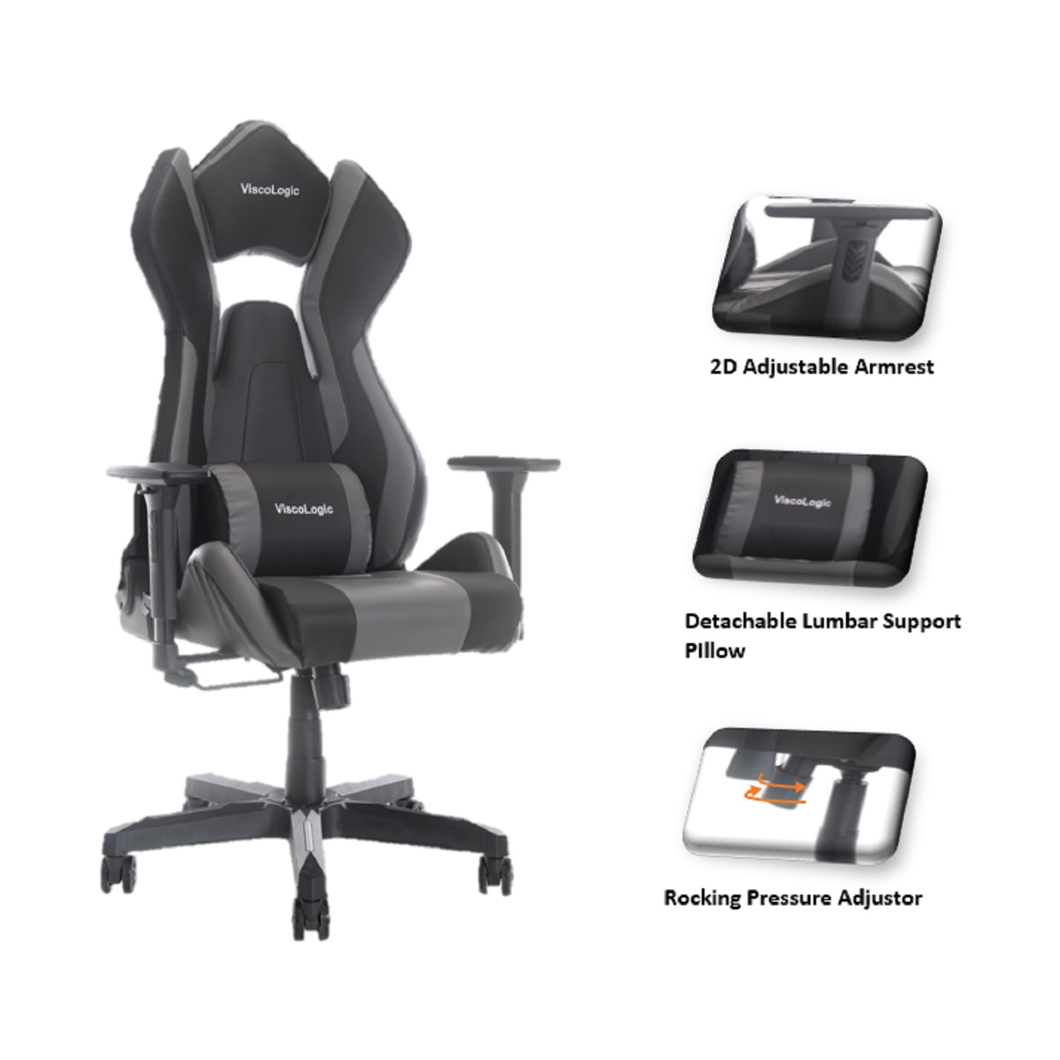 Fauteuil de course ergonomique ViscoLogic® M3 pour PC Video Games and Computers