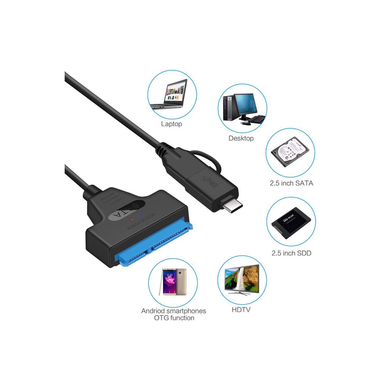 axGear USB Type C / USB 3.0 Male to SATA 2.5 Inch Hard disk driver SSD Adapter Cable